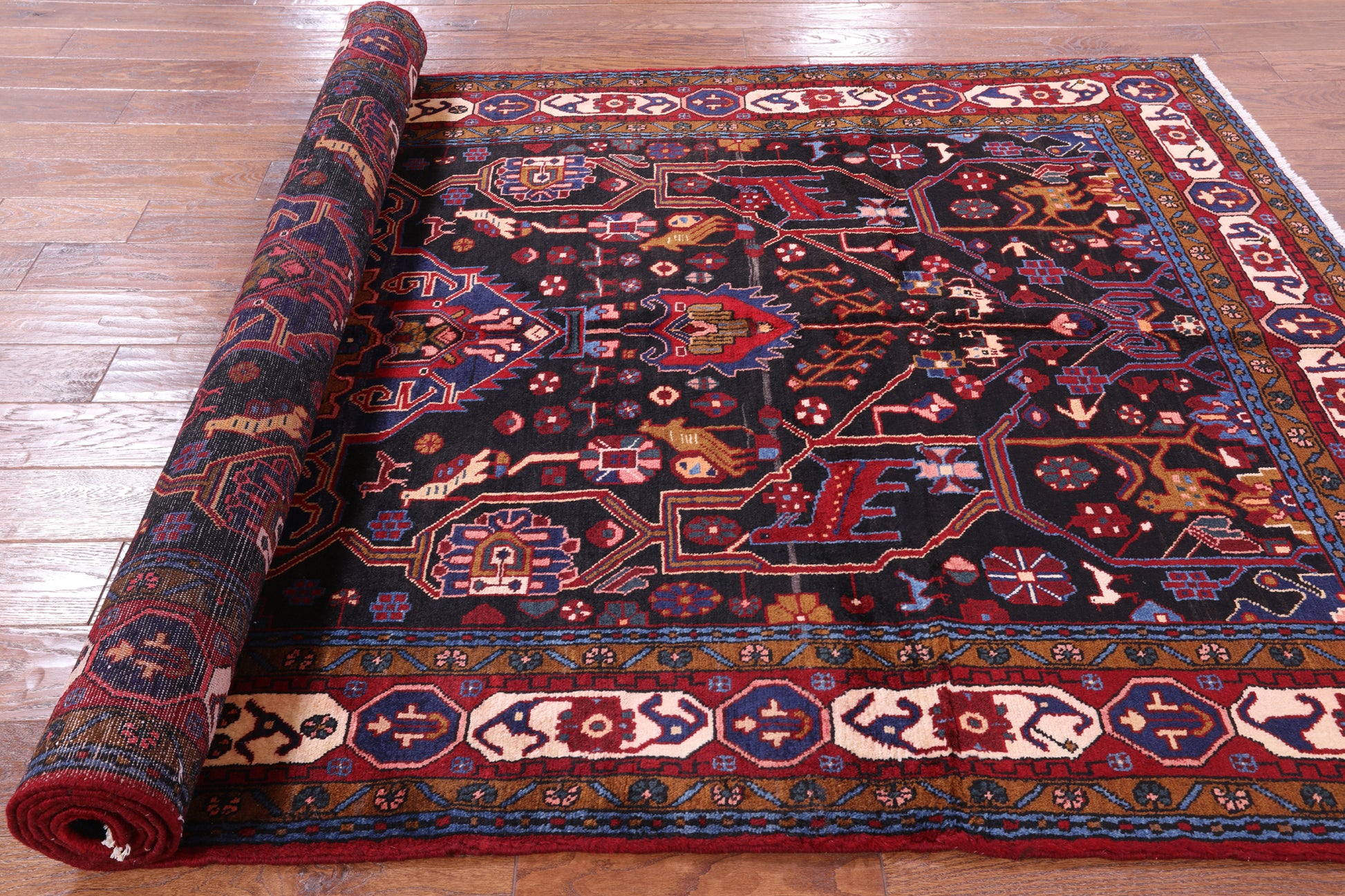 Black New Authentic Persian Nahavand Wool Rug - 5' 3" X 10' 4" - Golden Nile