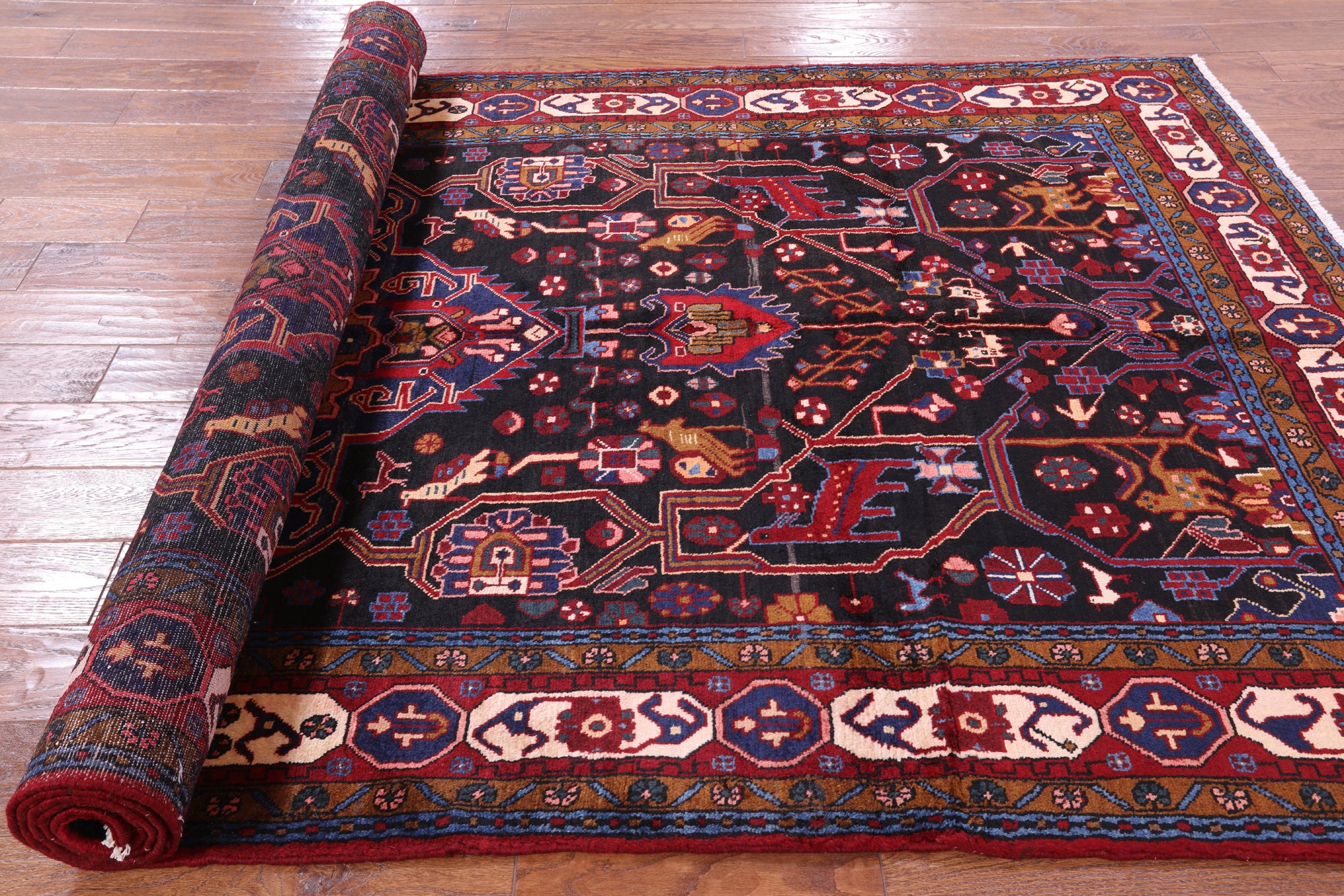Black New Authentic Persian Nahavand Wool Rug - 5' 3" X 10' 4" - Golden Nile