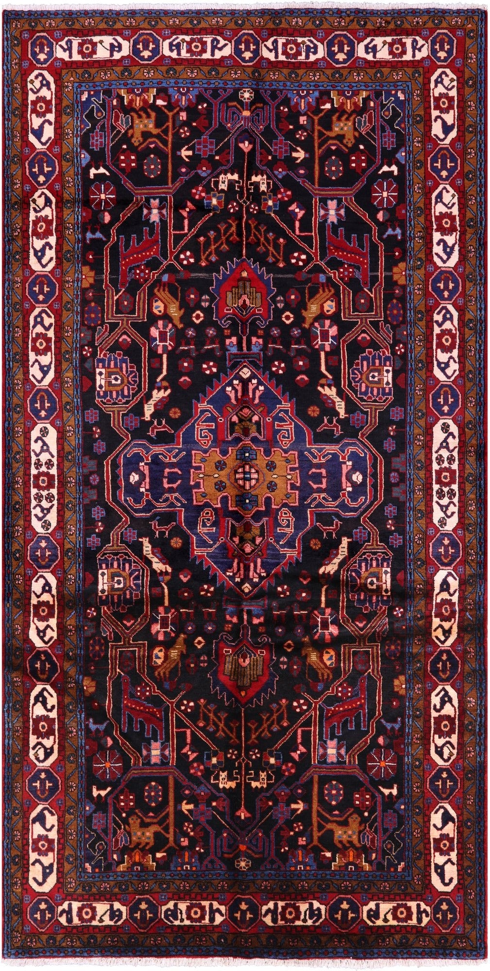 Black New Authentic Persian Nahavand Wool Rug - 5' 3" X 10' 4" - Golden Nile