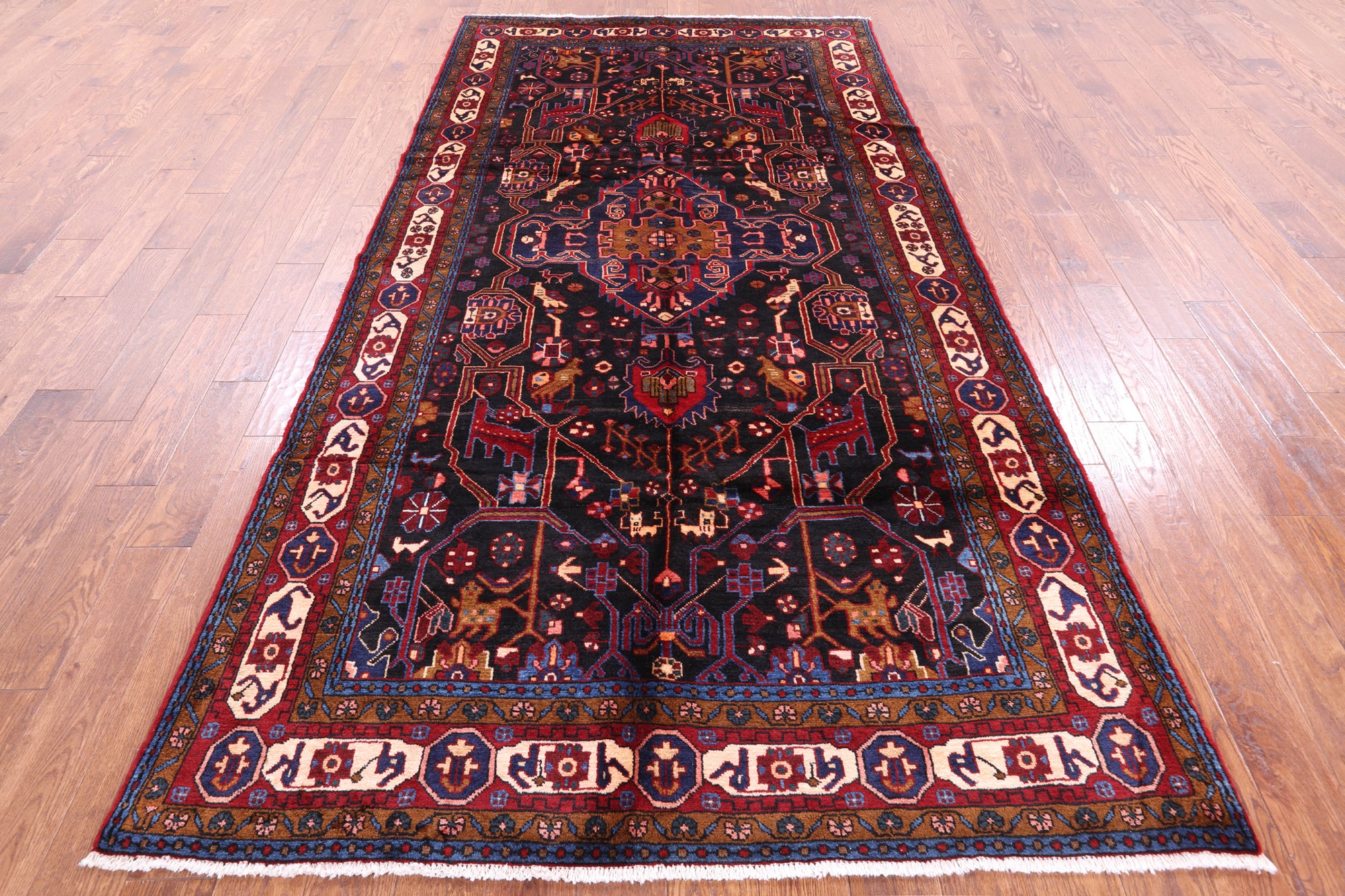 Black New Authentic Persian Nahavand Wool Rug - 5' 3" X 10' 4" - Golden Nile
