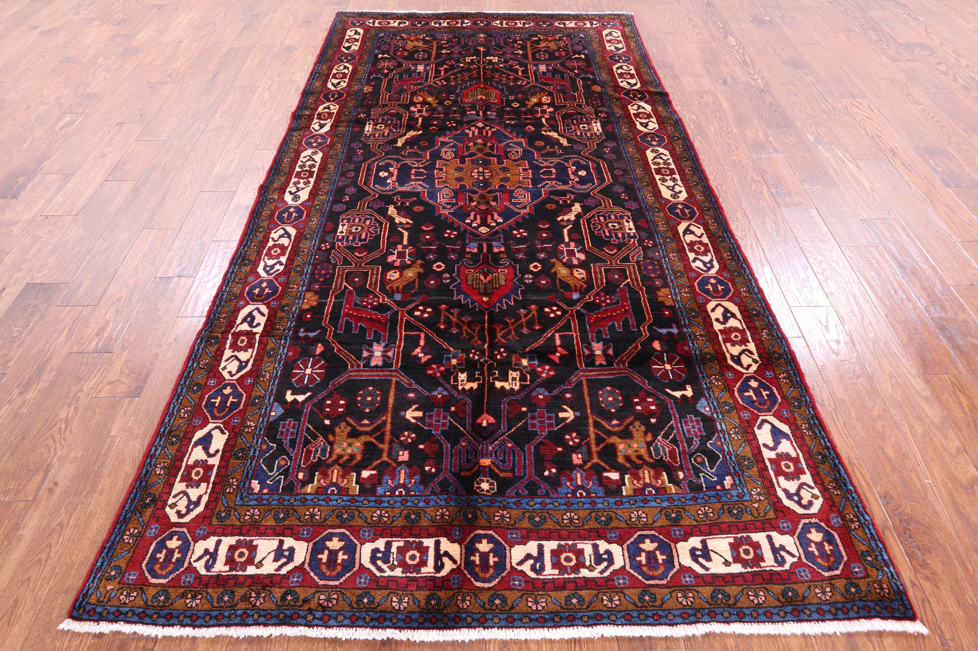 Black New Authentic Persian Nahavand Wool Rug - 5' 3" X 10' 4" - Golden Nile