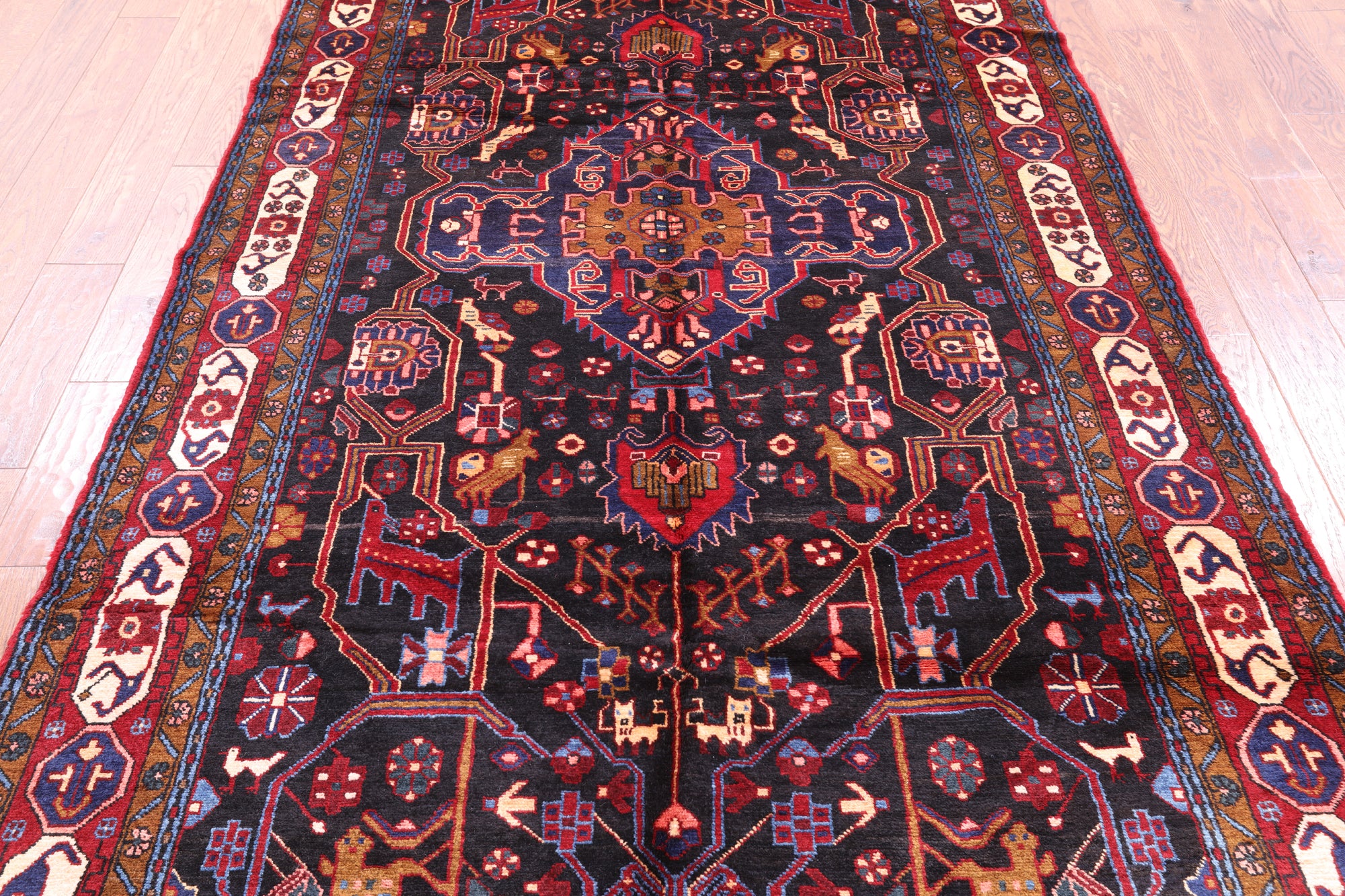 Black New Authentic Persian Nahavand Wool Rug - 5' 3" X 10' 4" - Golden Nile
