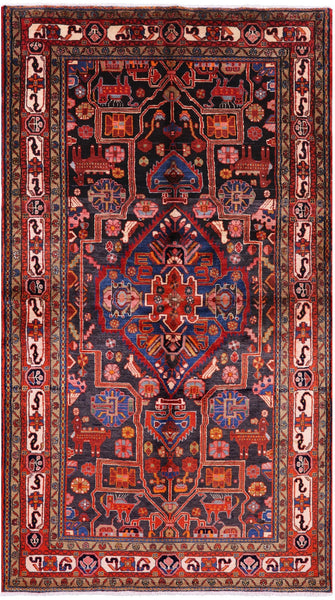 Black New Authentic Persian Nahavand Full Pile Rug - 5' 5" X 9' 10" - Golden Nile