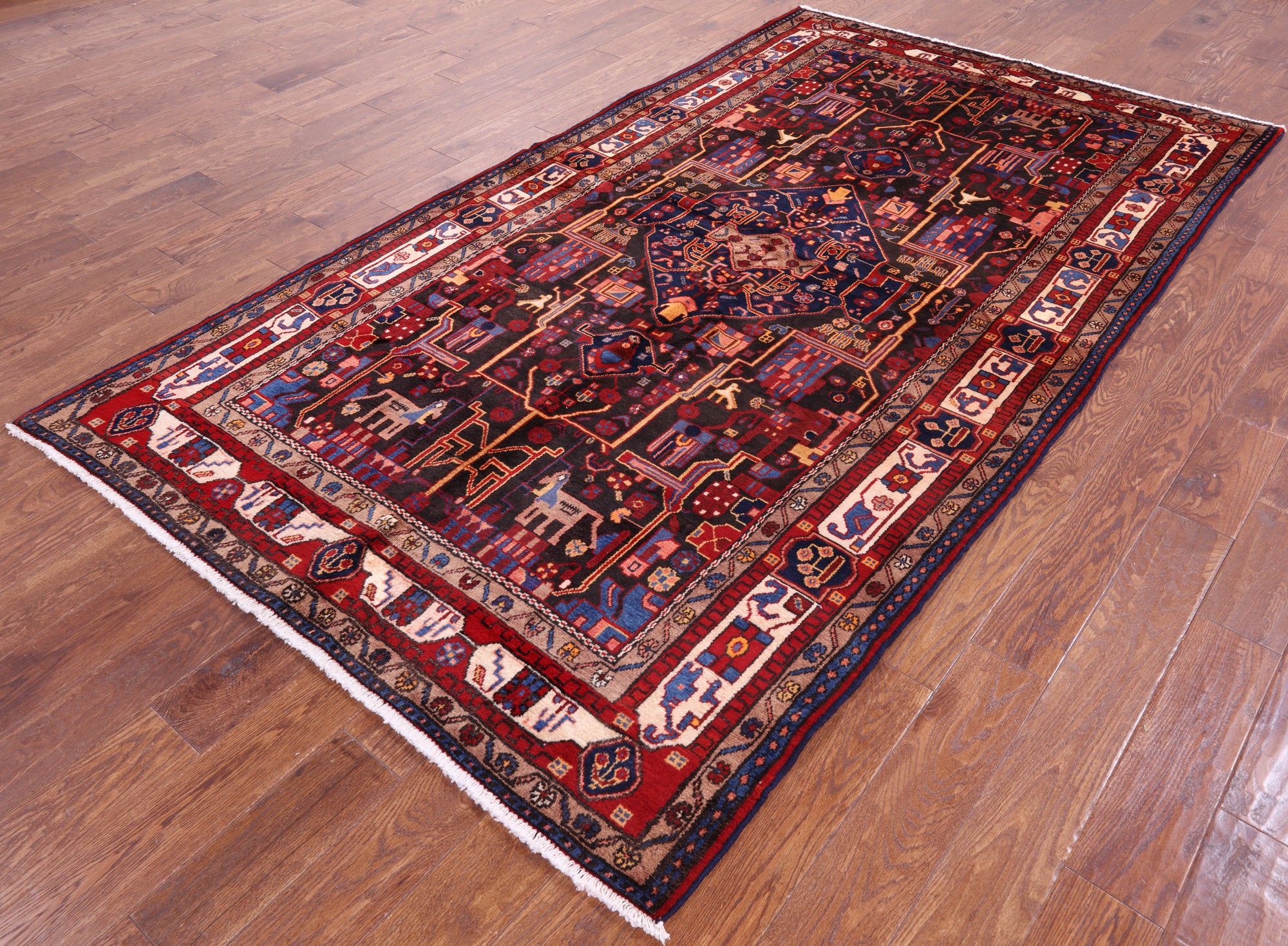 Black New Persian Authentic Nahavand Wool Rug - 5' 3" X 9' 4" - Golden Nile