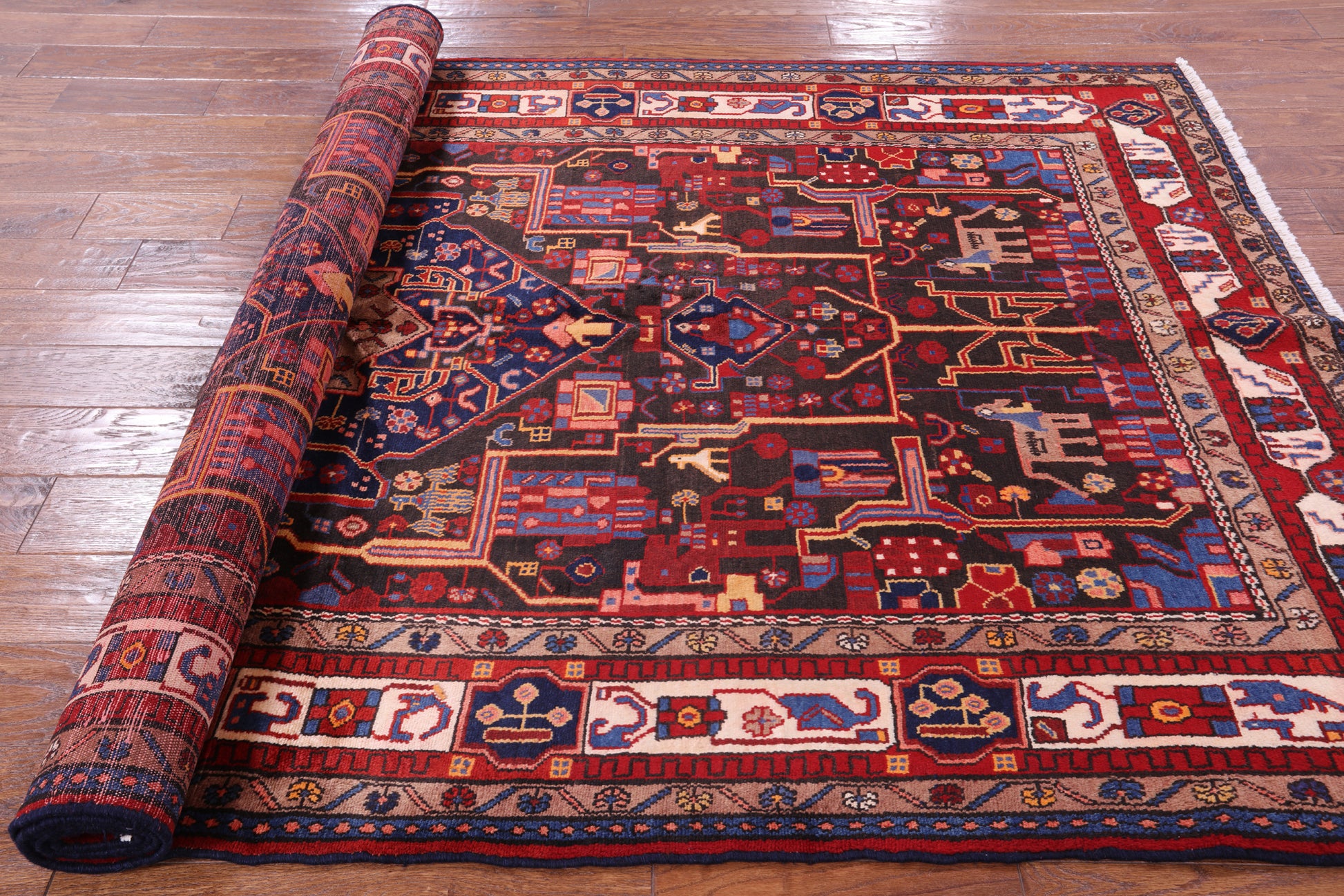 Black New Persian Authentic Nahavand Wool Rug - 5' 3" X 9' 4" - Golden Nile
