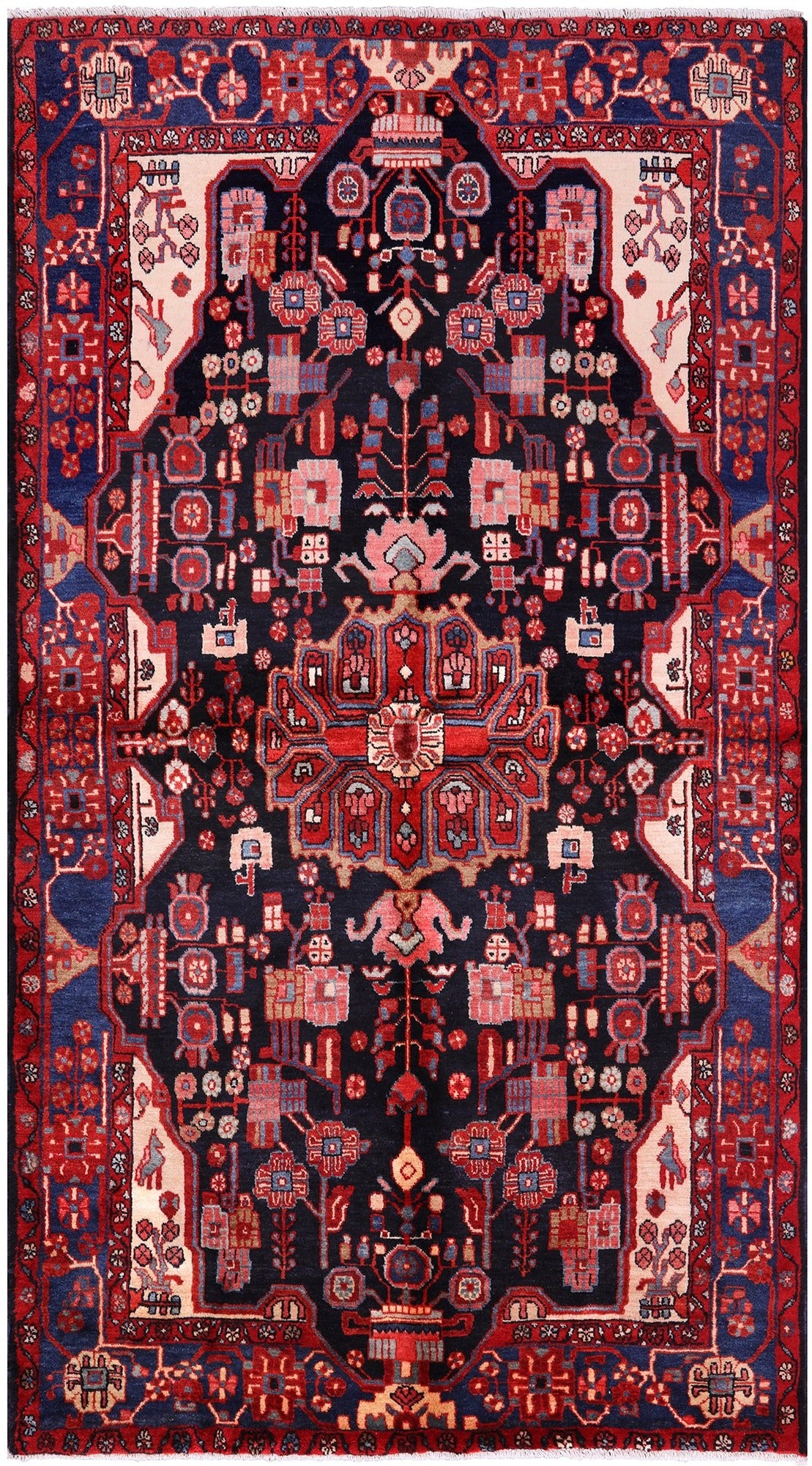 Black New Authentic Persian Nahavand Rug - 5' 2" X 9' 2" - Golden Nile