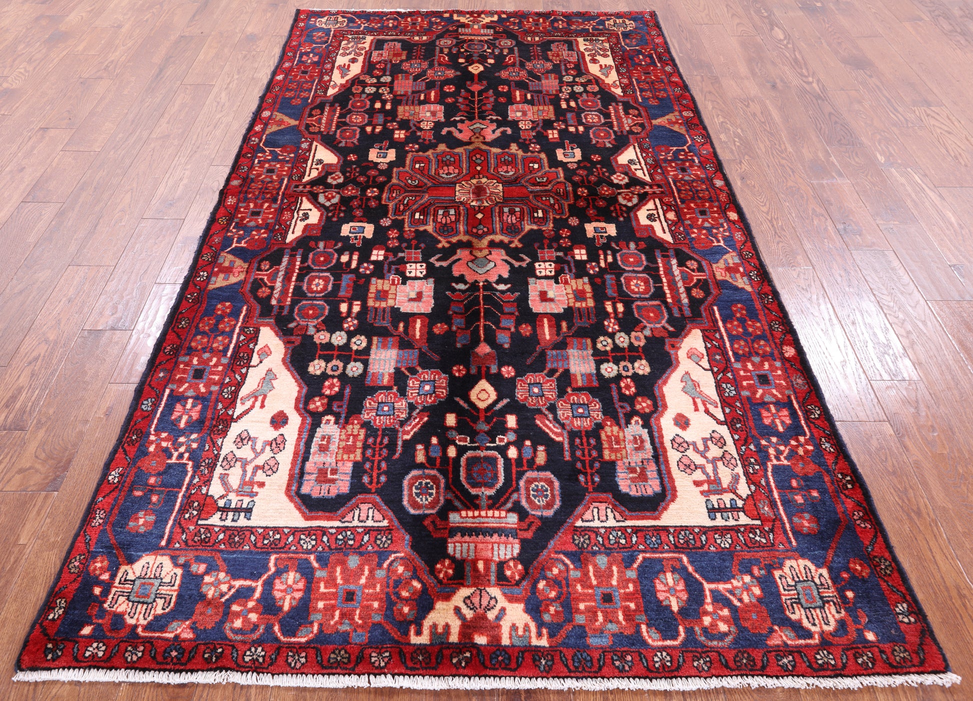 Black New Authentic Persian Nahavand Rug - 5' 2" X 9' 2" - Golden Nile