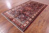 Black New Authentic Persian Nahavand Hand Knotted Rug - 5' 6" X 9' 7" - Golden Nile