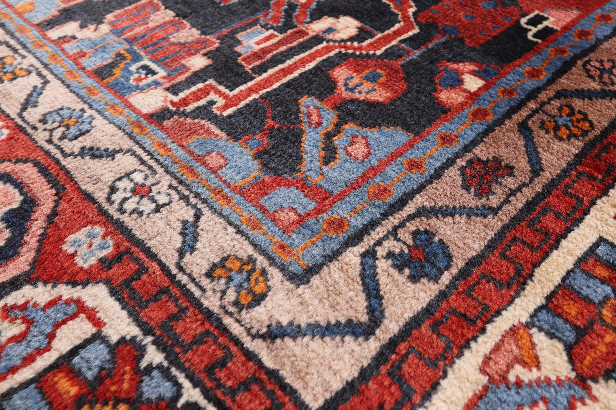 Black New Authentic Persian Nahavand Hand Knotted Rug - 5' 6" X 9' 7" - Golden Nile