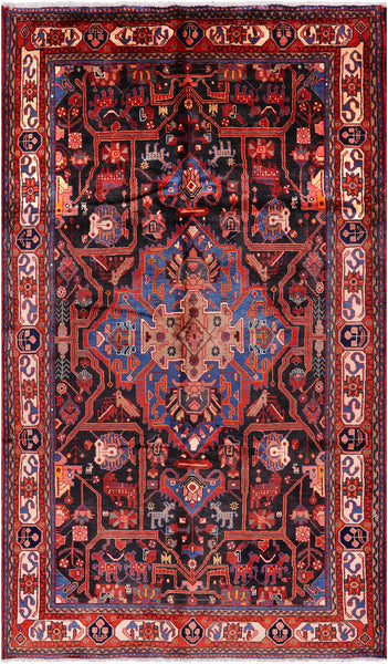 Black New Persian Authentic Nahavand Rug - 5' 9" X 9' 9" - Golden Nile