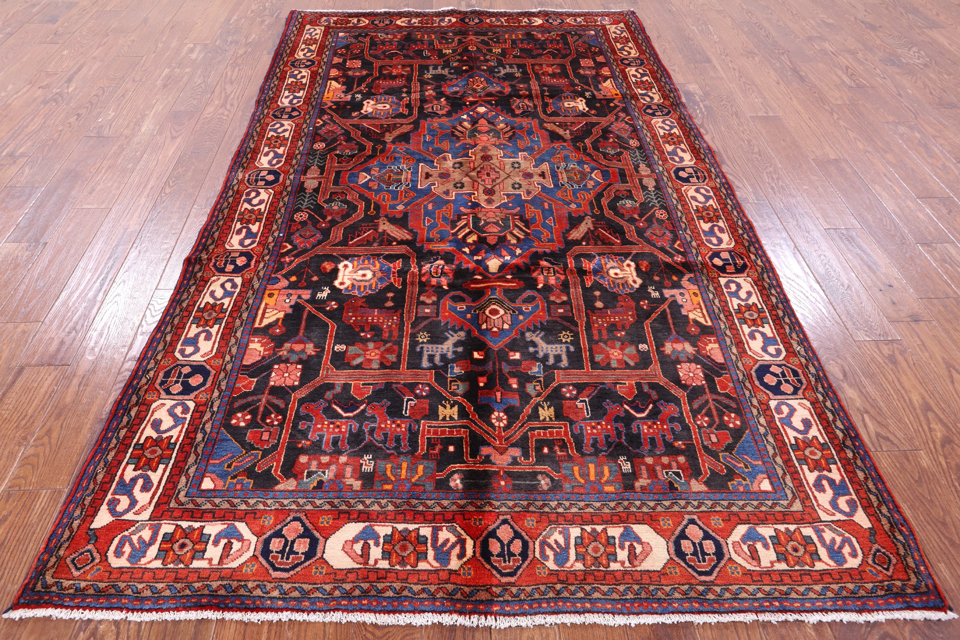 Black New Persian Authentic Nahavand Rug - 5' 9" X 9' 9" - Golden Nile