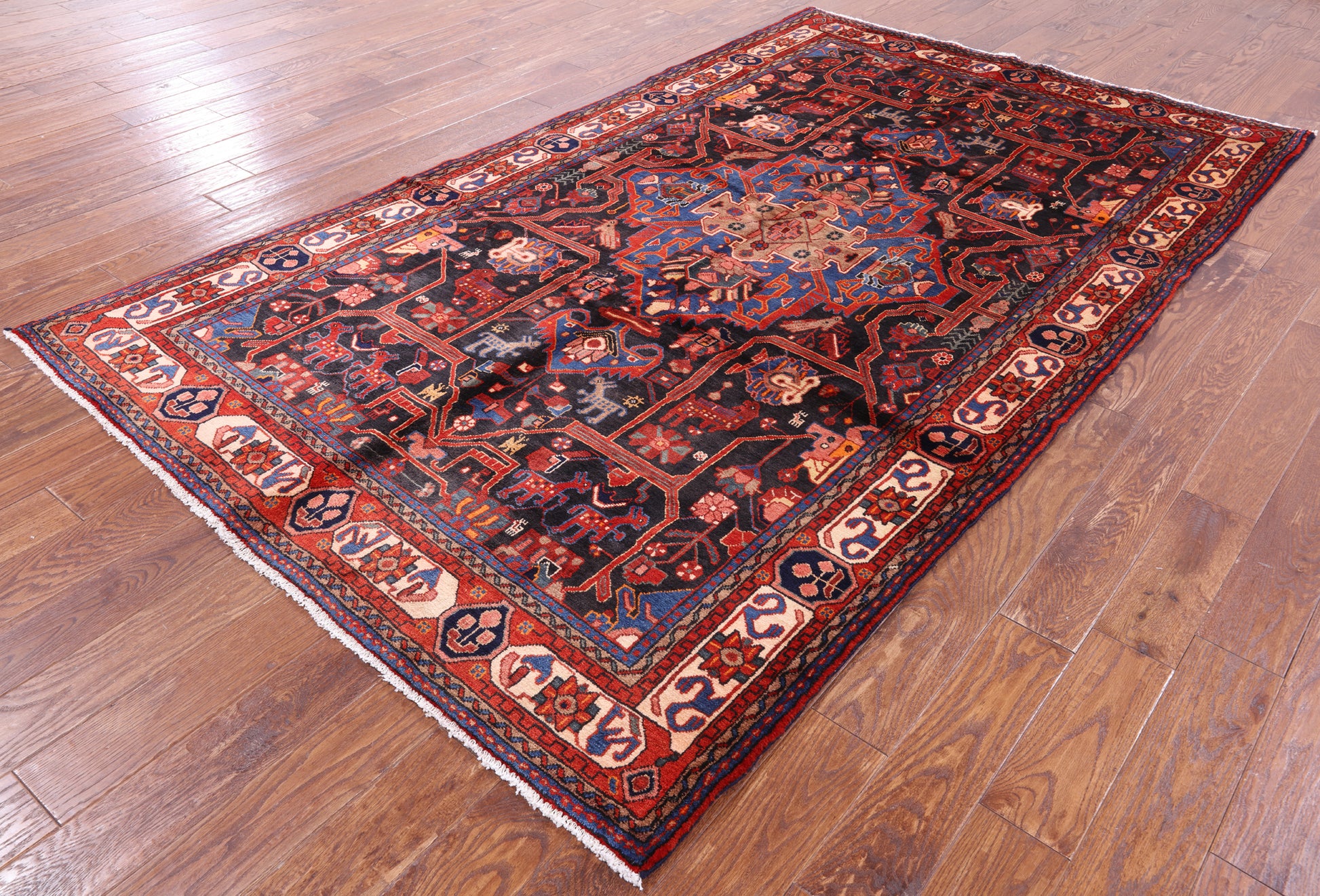 Black New Persian Authentic Nahavand Rug - 5' 9" X 9' 9" - Golden Nile