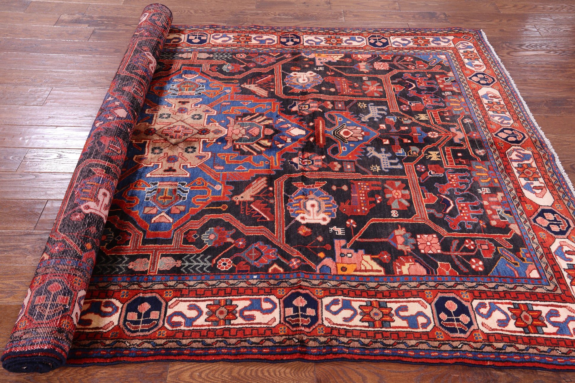 Black New Persian Authentic Nahavand Rug - 5' 9" X 9' 9" - Golden Nile