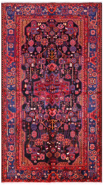 Black New Authentic Persian Nahavand Hand Knotted Rug - 5' 3" X 9' 5" - Golden Nile