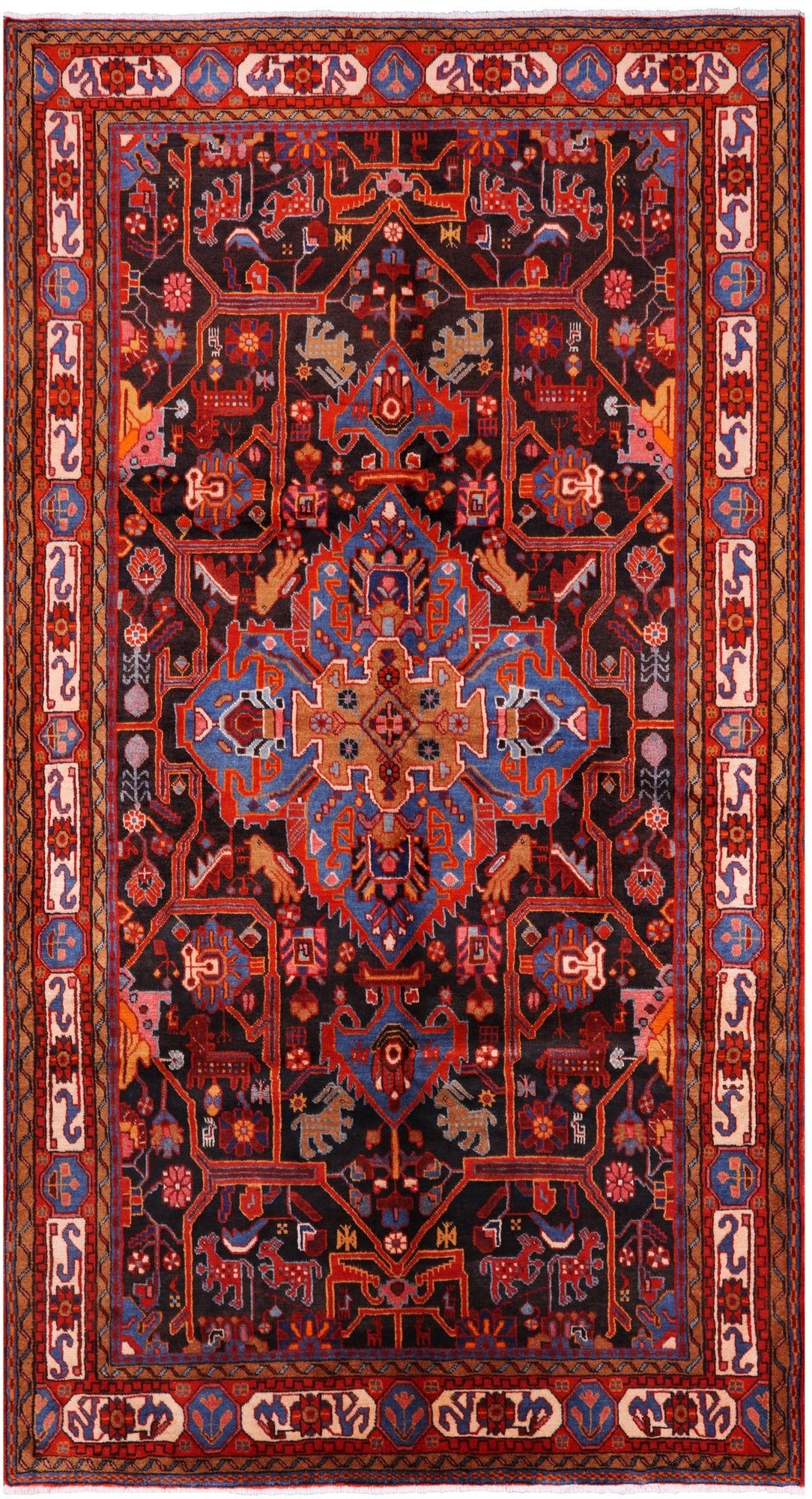 Black New Persian Authentic Nahavand Rug - 5' 6" X 10' 3" - Golden Nile