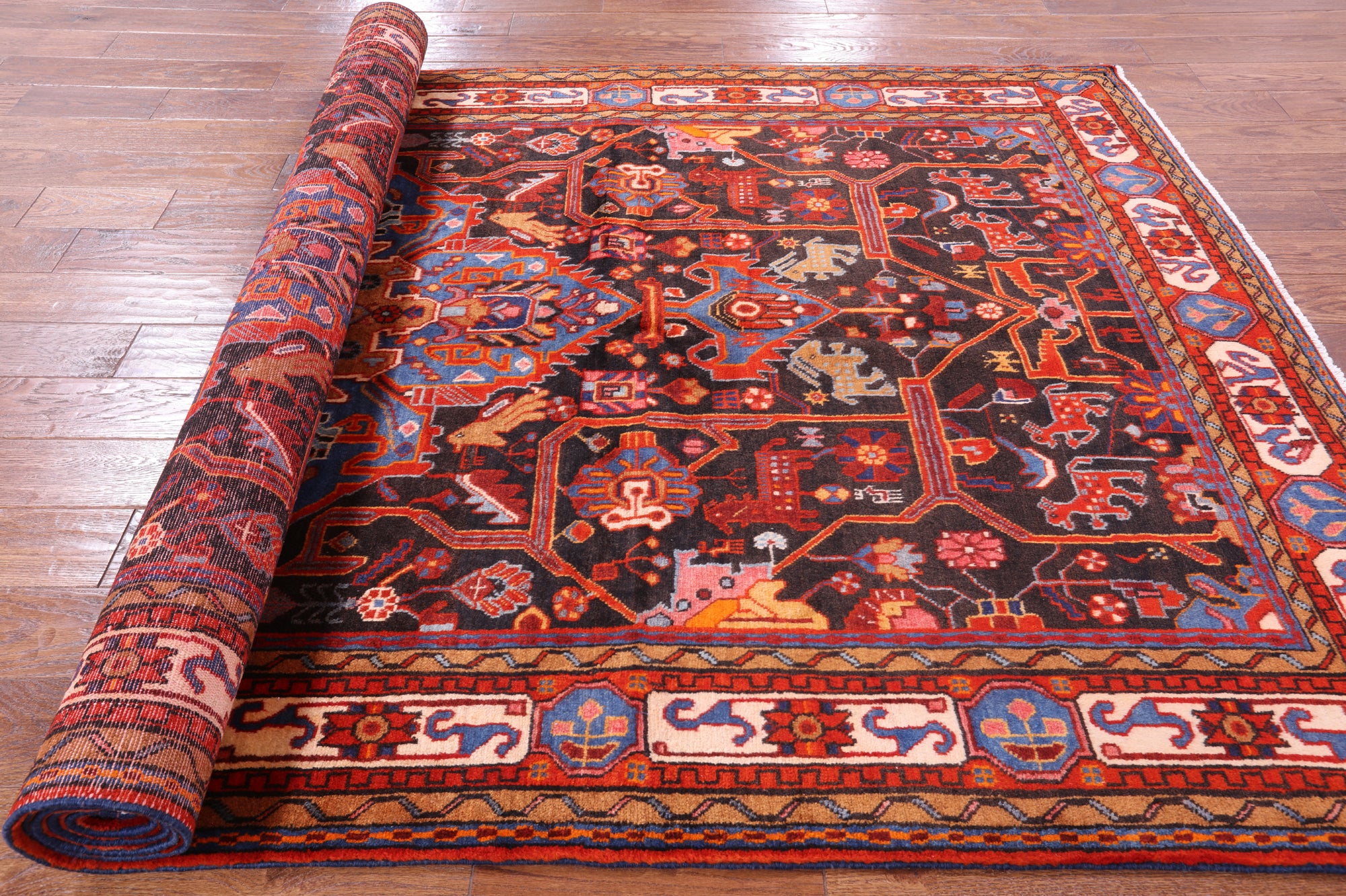 Black New Persian Authentic Nahavand Rug - 5' 6" X 10' 3" - Golden Nile