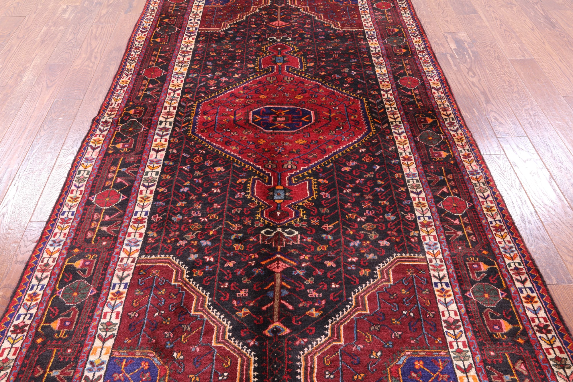 Black New Authentic Persian Nahavand Hand Knotted Rug - 5' 3" X 9' 10" - Golden Nile