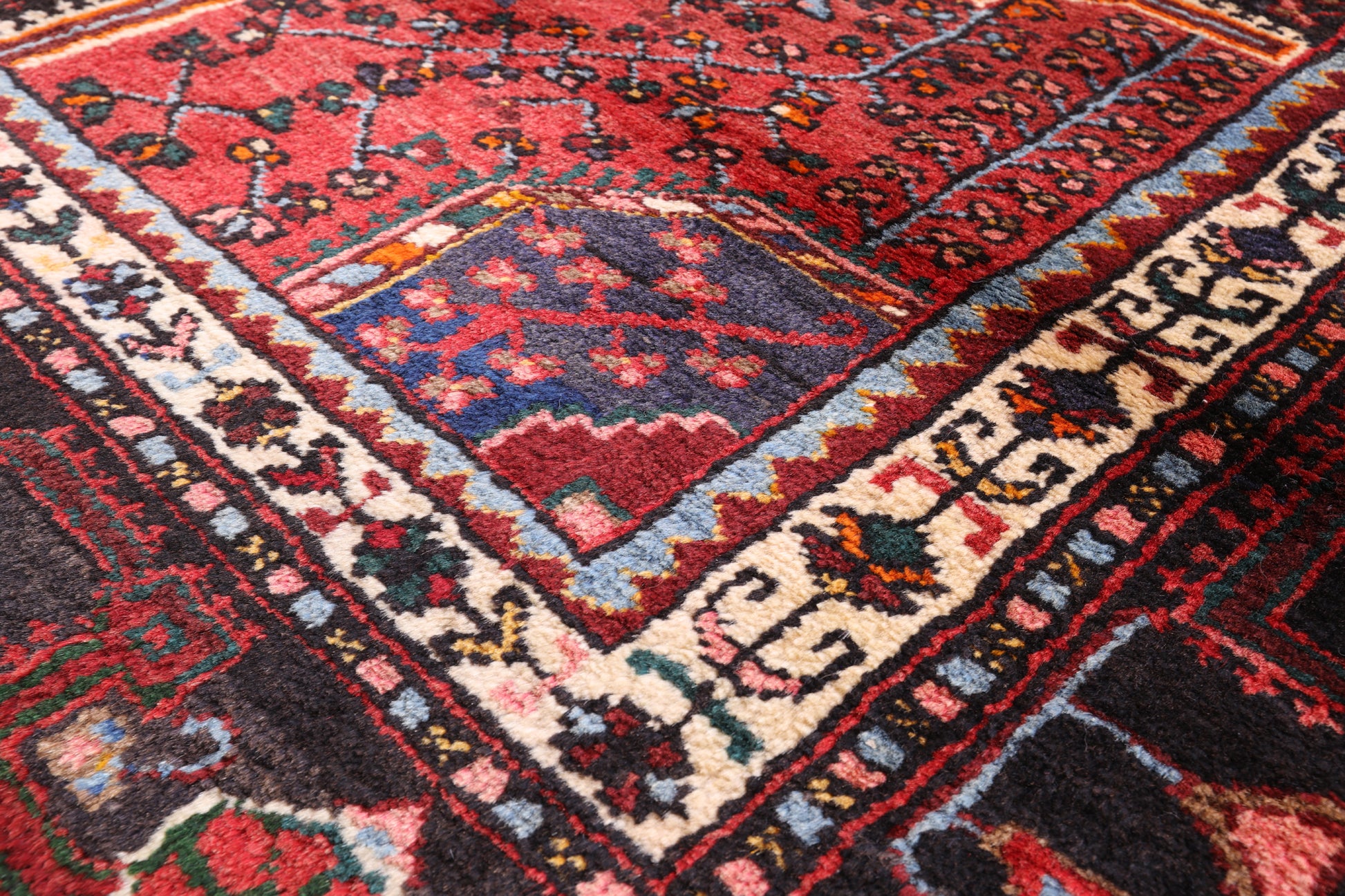 Black New Authentic Persian Hamadan Wool Rug - 5' 4" X 8' 11" - Golden Nile