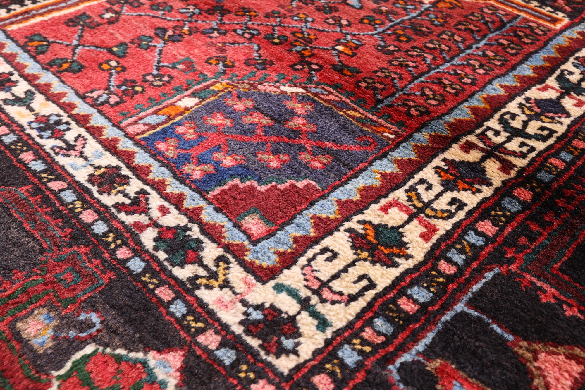 Black New Authentic Persian Hamadan Wool Rug - 5' 4" X 8' 11" - Golden Nile