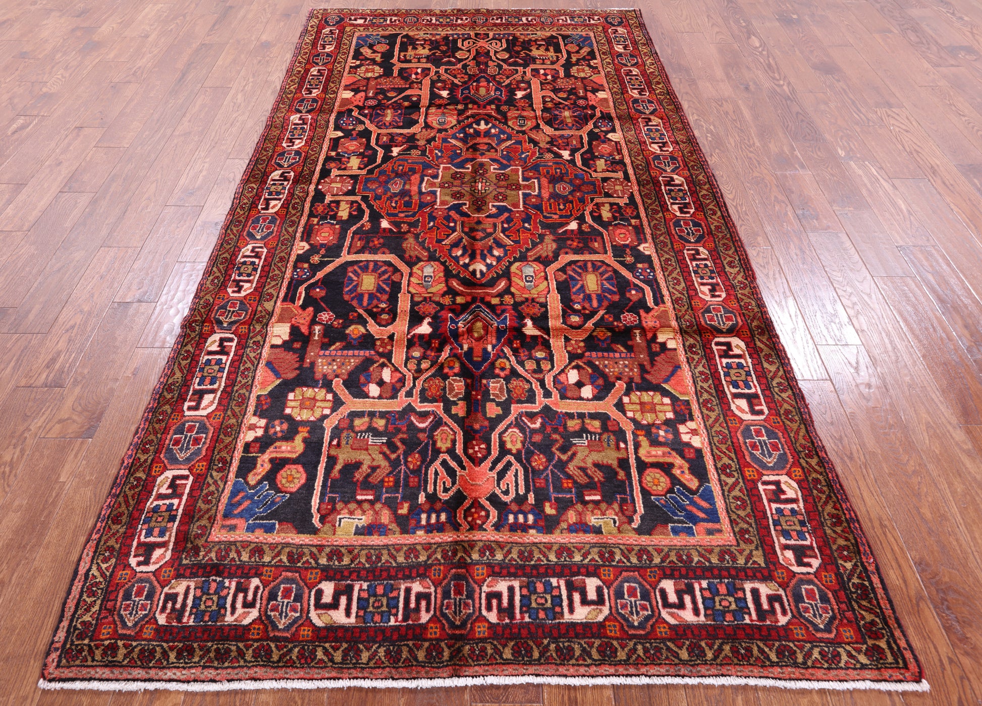 New Persian Hamadan Wool Area Rug - 5' 3" X 10' 1" - Golden Nile