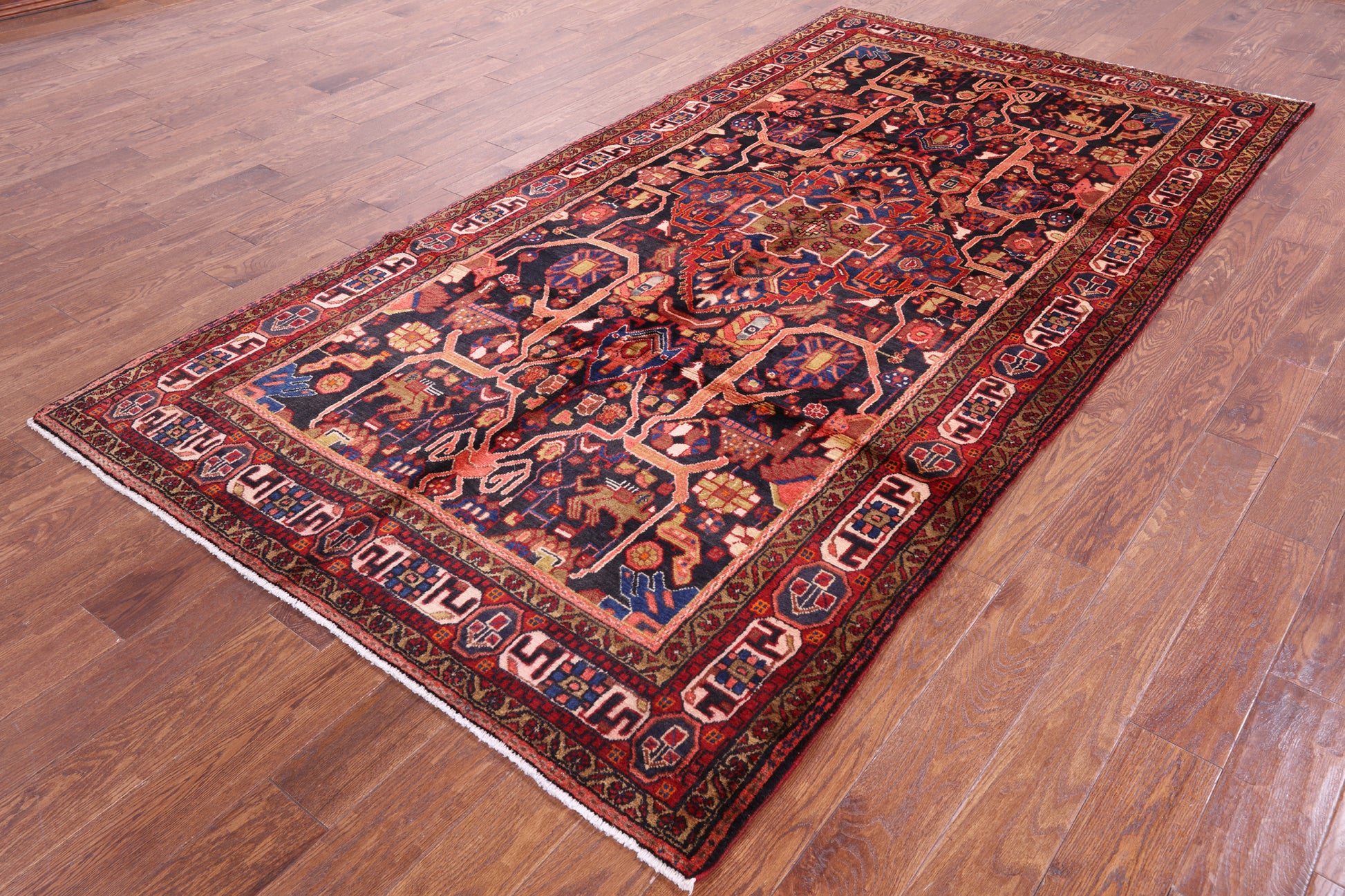 New Persian Hamadan Wool Area Rug - 5' 3" X 10' 1" - Golden Nile
