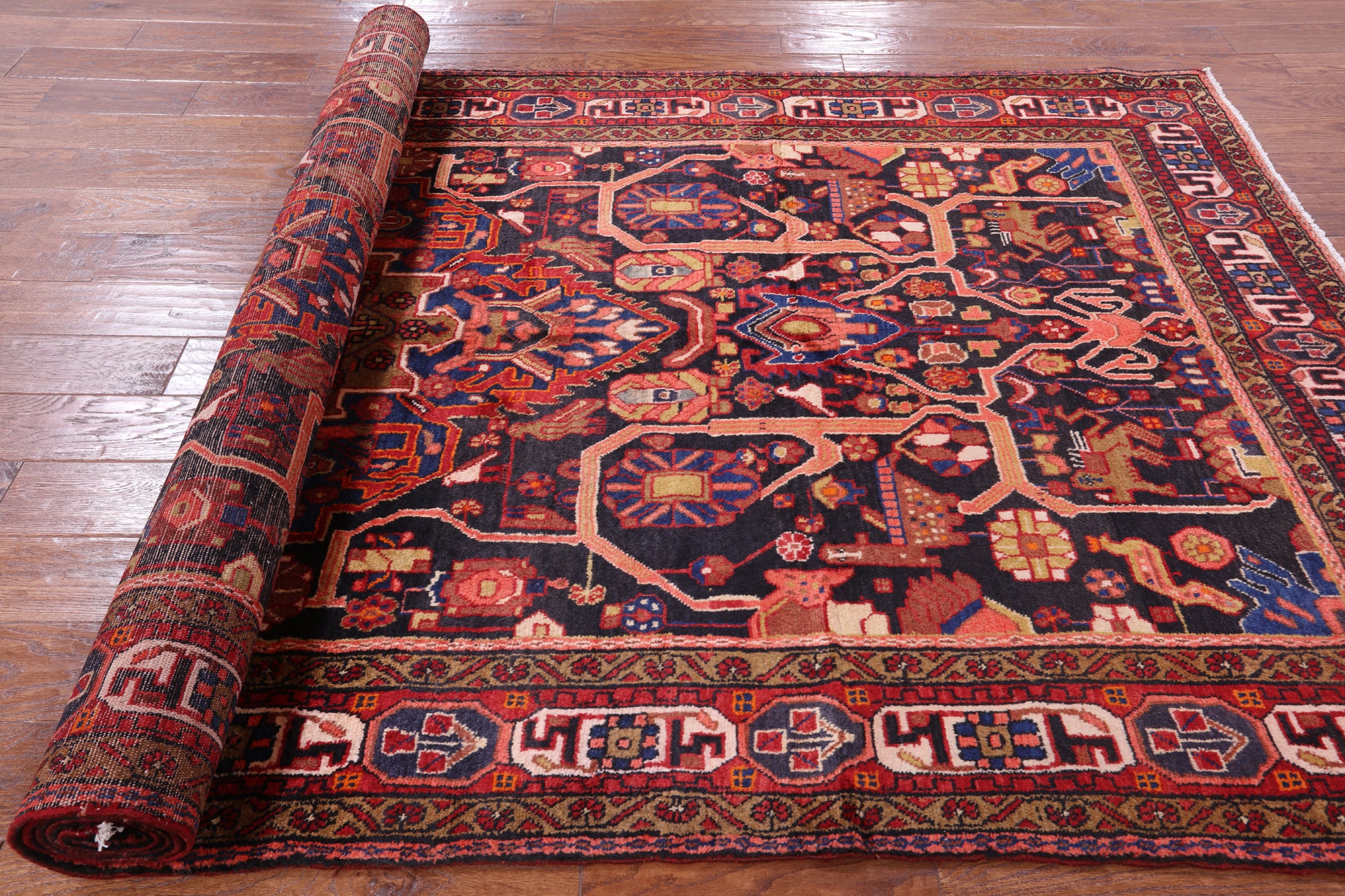 New Persian Hamadan Wool Area Rug - 5' 3" X 10' 1" - Golden Nile