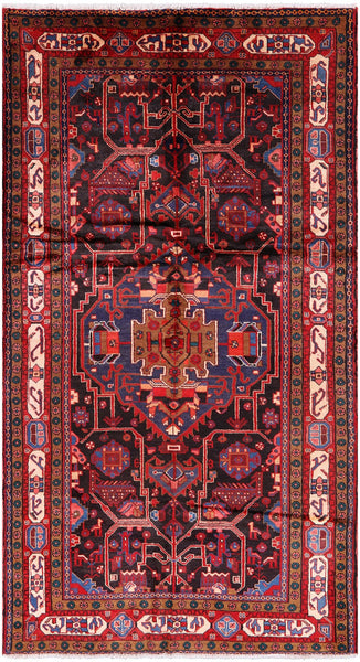 Black New Persian Nahavand Handmade Rug - 5' 2" X 9' 4" - Golden Nile