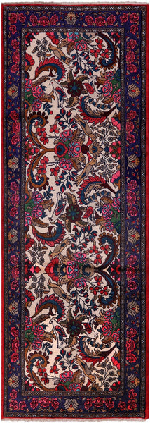 New Persian Hamadan Hand Knotted Runner Rug - 3' 5" X 9' 9" - Golden Nile