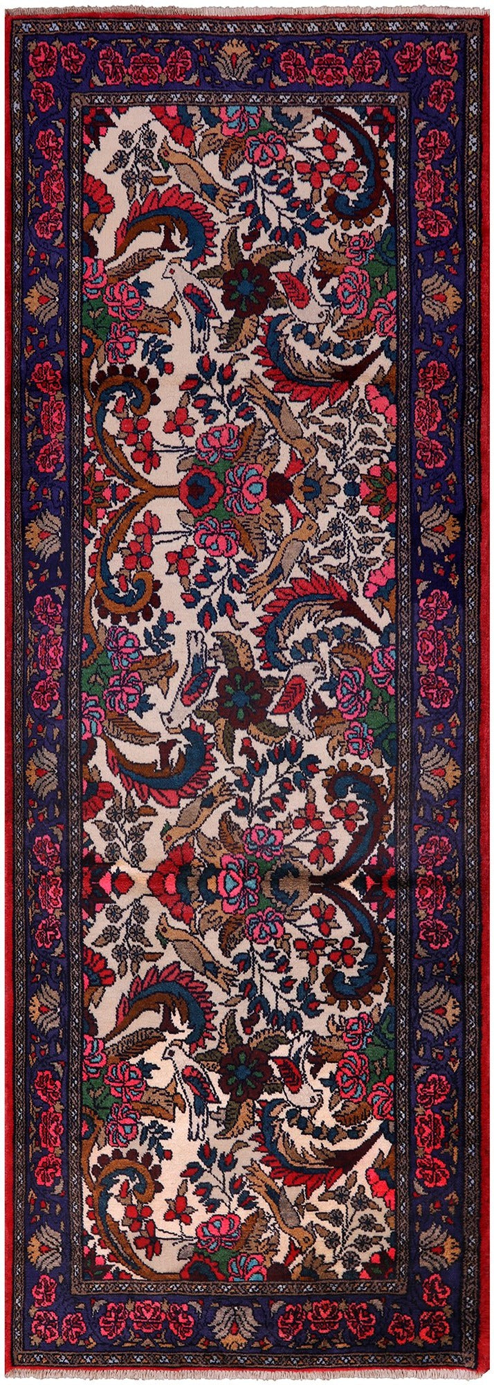 New Persian Hamadan Hand Knotted Runner Rug - 3' 5" X 9' 9" - Golden Nile
