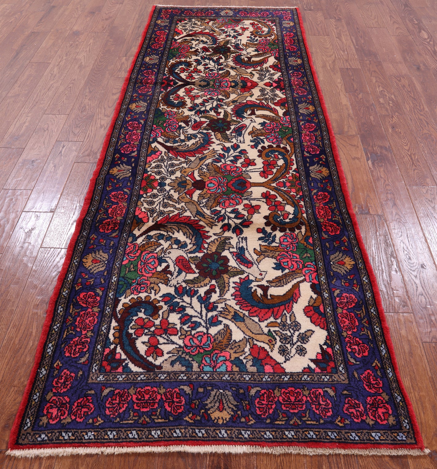 New Persian Hamadan Hand Knotted Runner Rug - 3' 5" X 9' 9" - Golden Nile