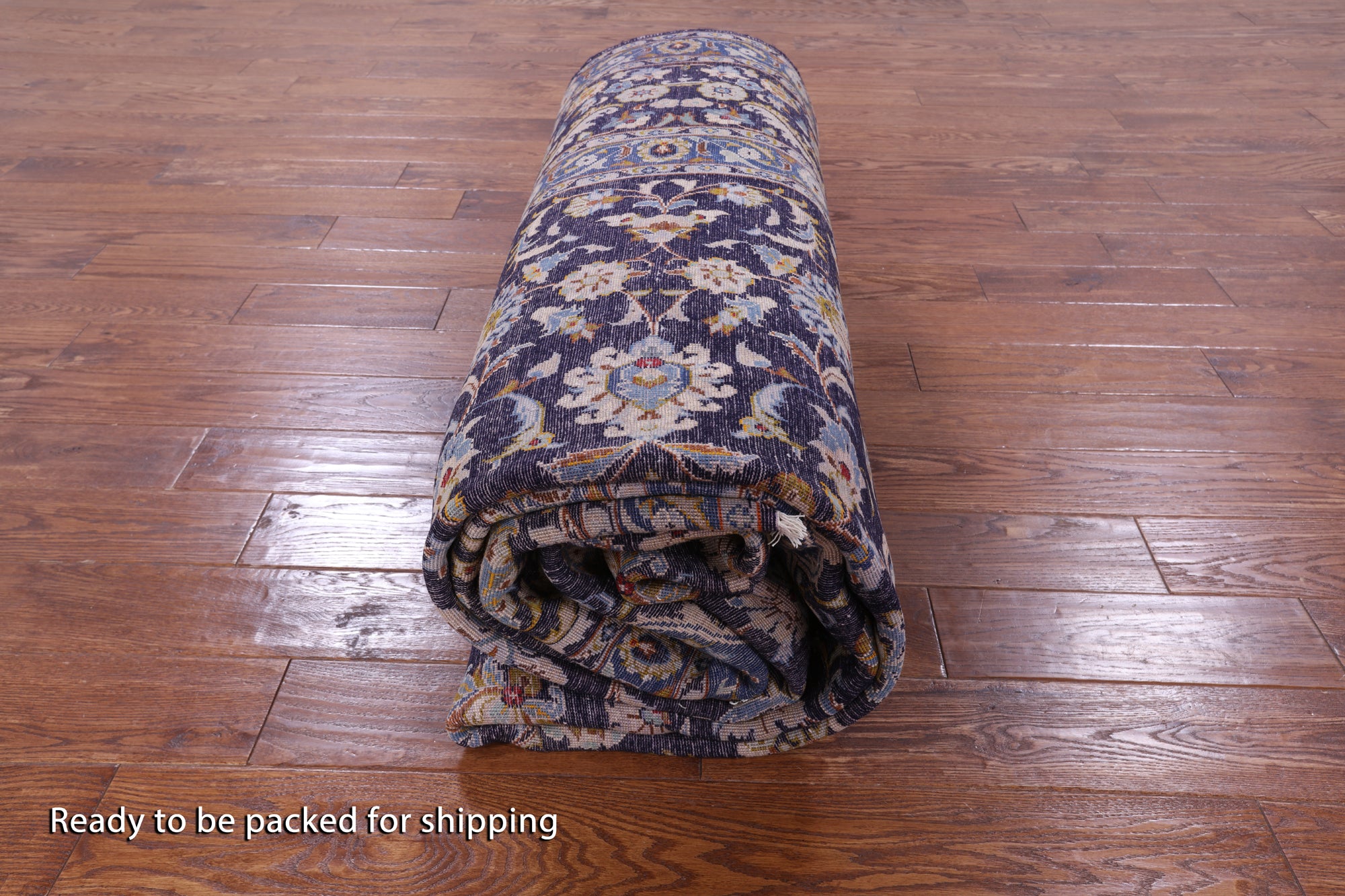 Blue New Authentic Persian Kashan Hand Knotted Rug - 9' 9" X 13' 7" - Golden Nile
