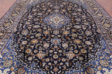 Blue New Authentic Persian Kashan Hand Knotted Rug - 9' 9" X 13' 7" - Golden Nile