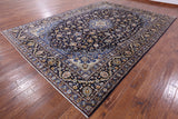 Blue New Authentic Persian Kashan Hand Knotted Rug - 9' 9" X 13' 7" - Golden Nile