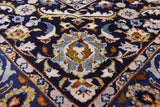 Blue New Authentic Persian Kashan Hand Knotted Rug - 9' 9" X 13' 7" - Golden Nile