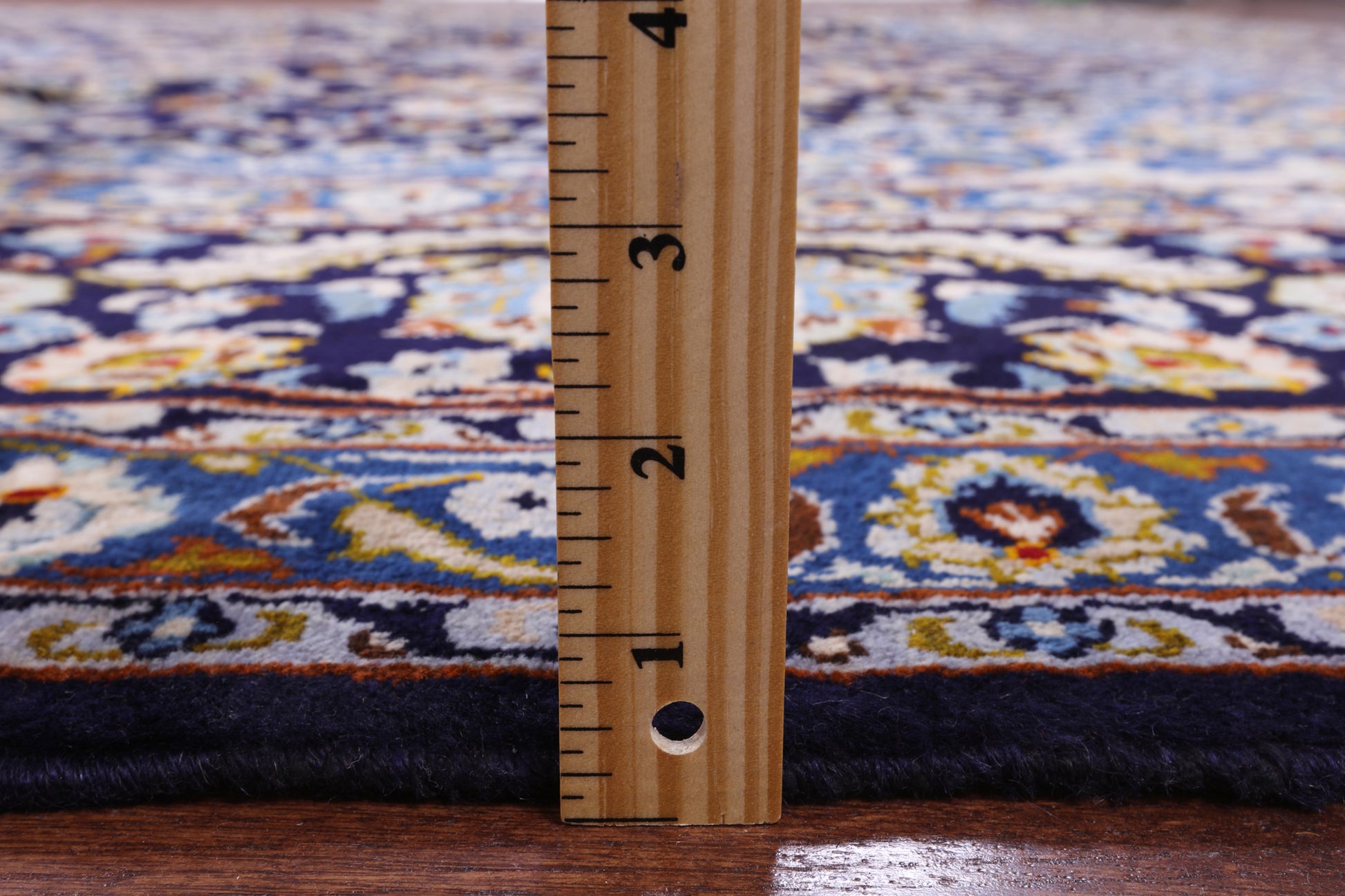 Blue New Authentic Persian Kashan Hand Knotted Rug - 9' 9" X 13' 7" - Golden Nile