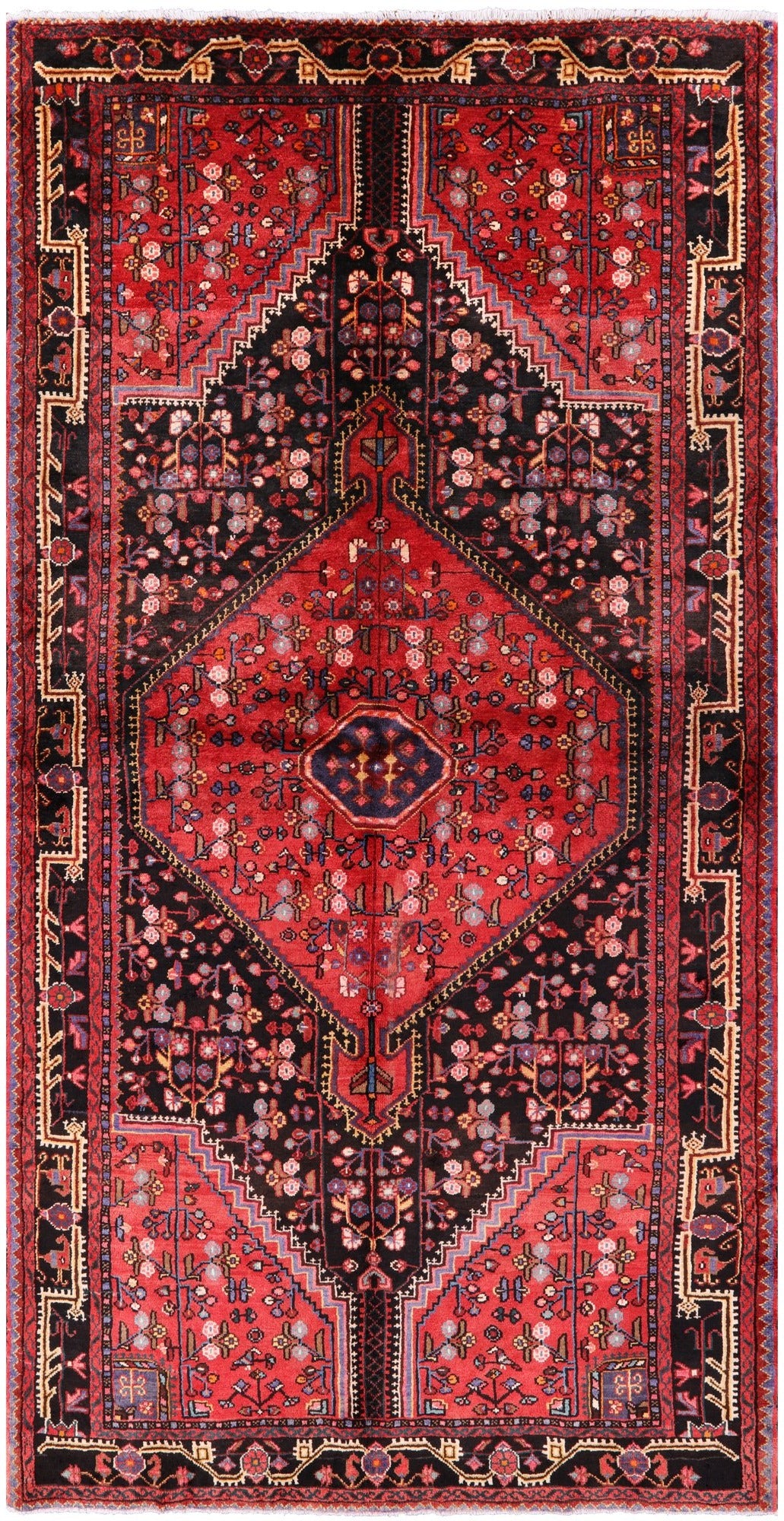 Black Handmade New Authentic Persian Hamadan Rug - 5' 4" X 10' 1" - Golden Nile