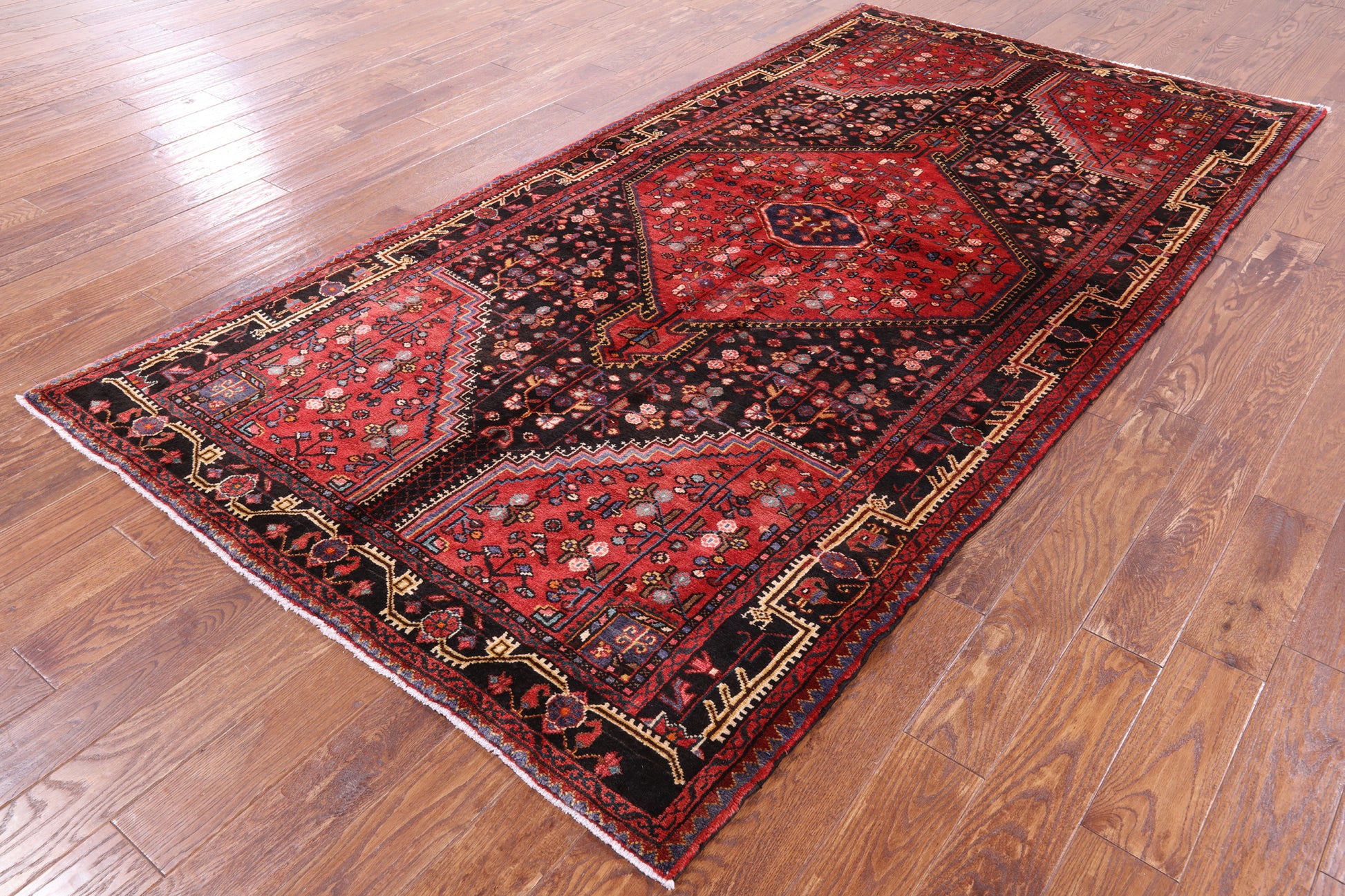 Black Handmade New Authentic Persian Hamadan Rug - 5' 4" X 10' 1" - Golden Nile