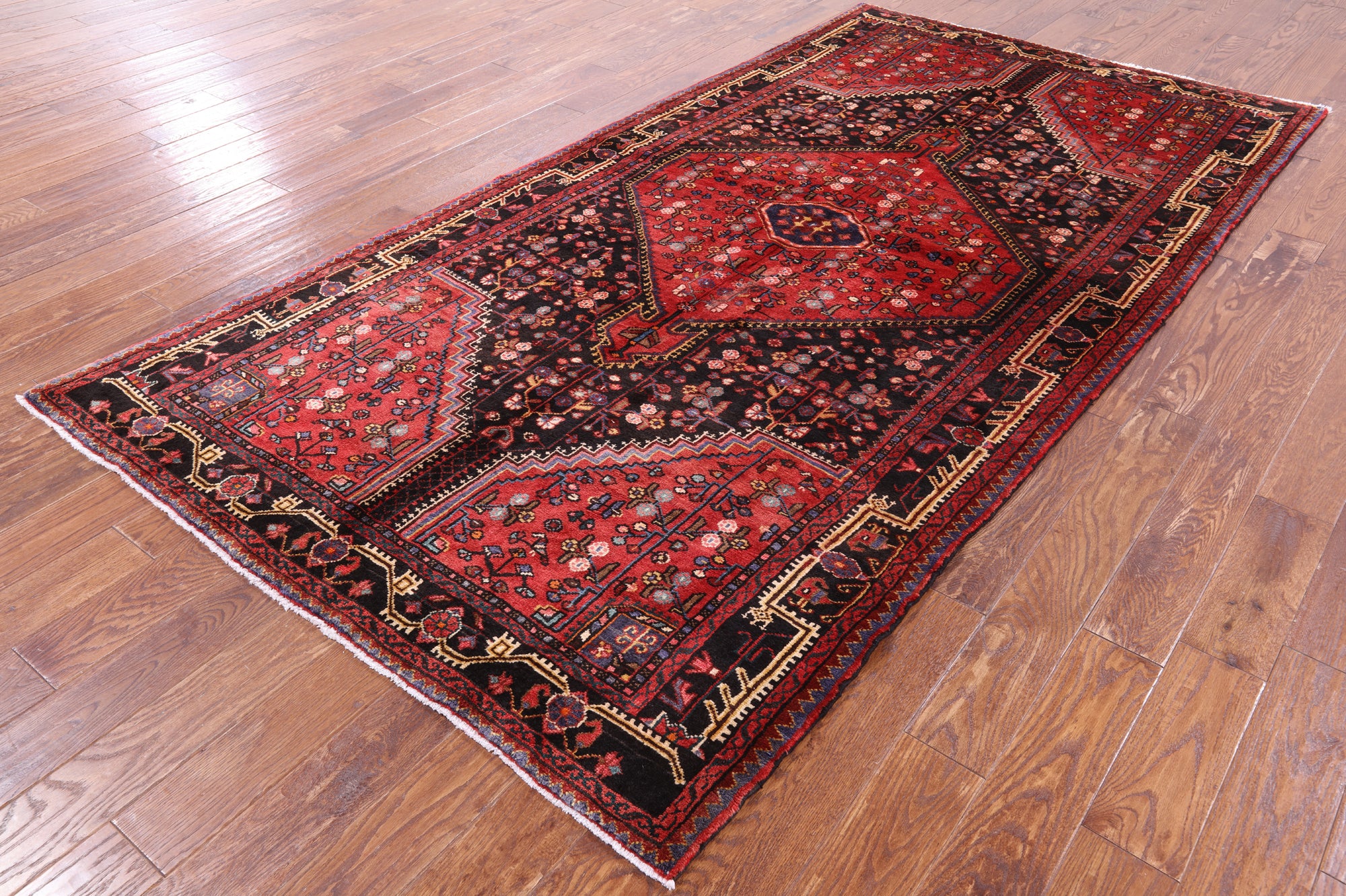 Black Handmade New Authentic Persian Hamadan Rug - 5' 4" X 10' 1" - Golden Nile