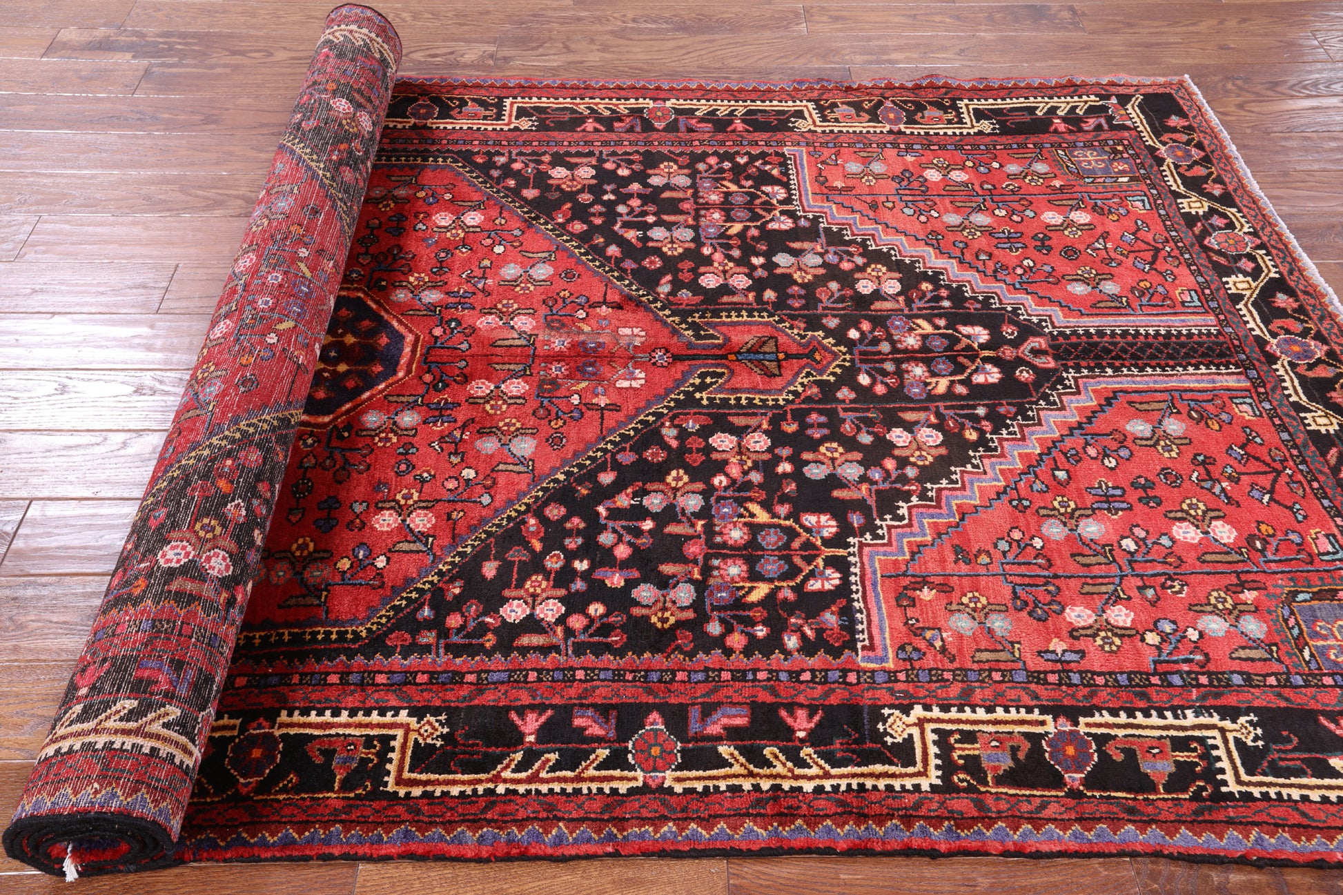 Black Handmade New Authentic Persian Hamadan Rug - 5' 4" X 10' 1" - Golden Nile