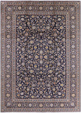 Blue New Signed Authentic Persian Kashan Area Rug - 9' 5" X 13' 3" - Golden Nile