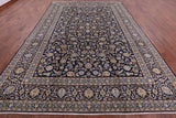 Blue New Signed Authentic Persian Kashan Area Rug - 9' 5" X 13' 3" - Golden Nile