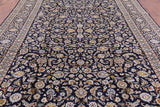 Blue New Signed Authentic Persian Kashan Area Rug - 9' 5" X 13' 3" - Golden Nile