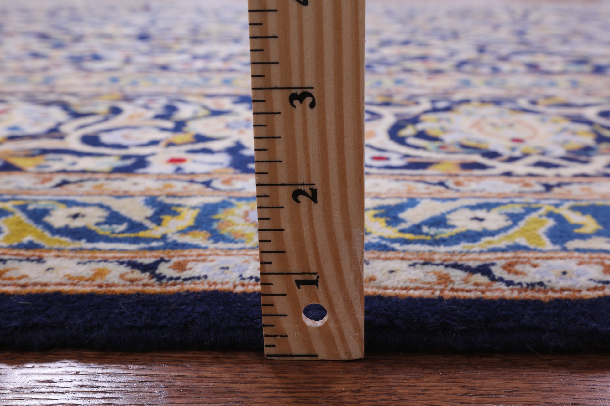 Blue New Signed Authentic Persian Kashan Area Rug - 9' 5" X 13' 3" - Golden Nile