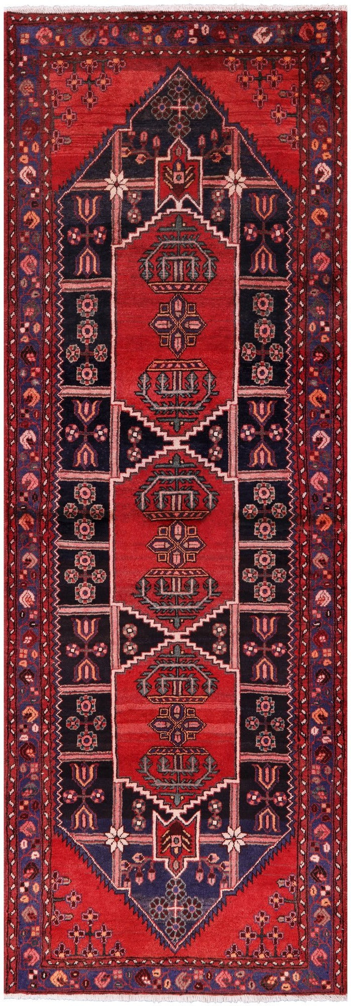 Black Runner Hand Knotted New Persian Authentic Nahavand Wool Rug - 3' 6" X 10' 2" - Golden Nile