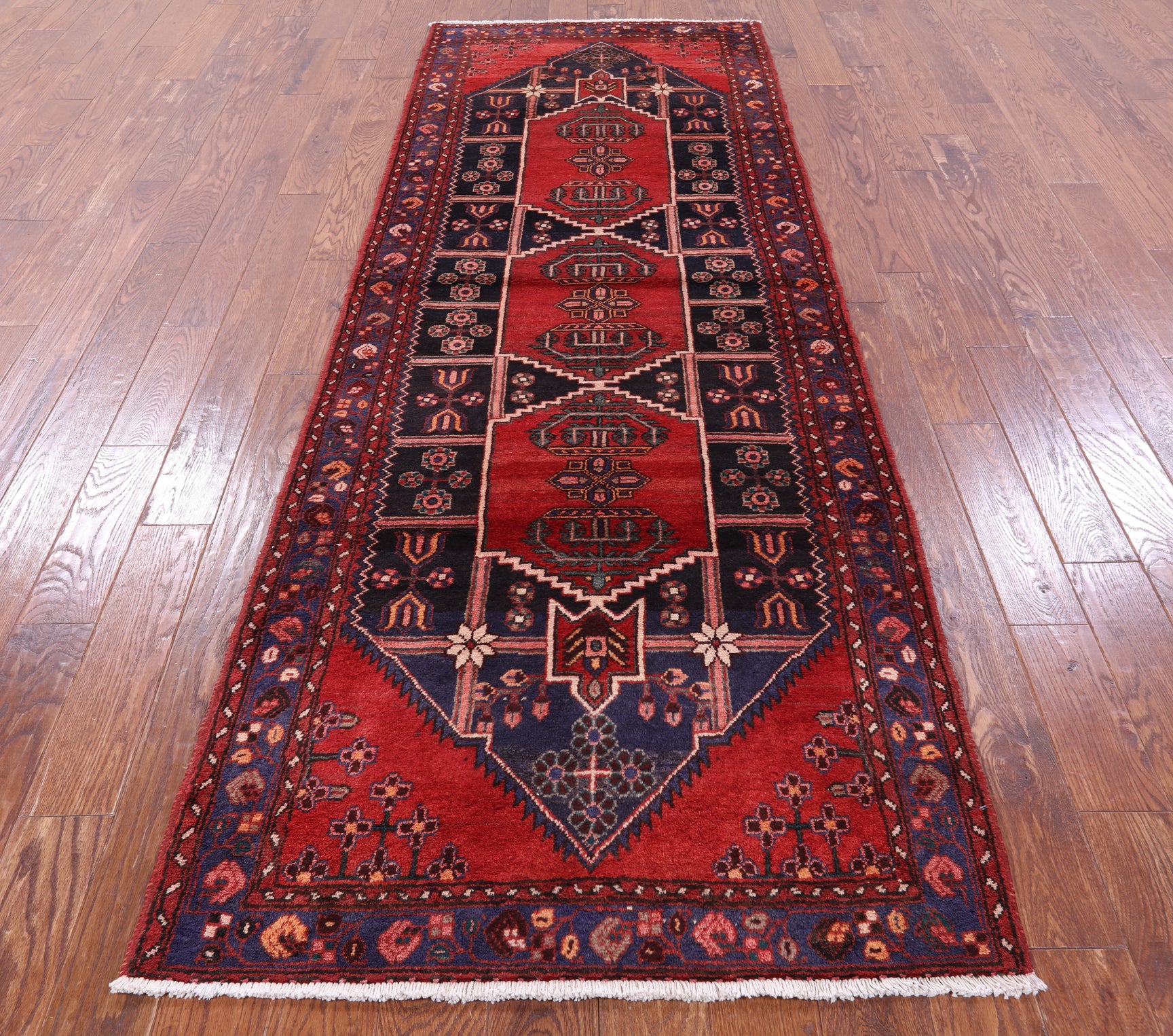 Black Runner Hand Knotted New Persian Authentic Nahavand Wool Rug - 3' 6" X 10' 2" - Golden Nile