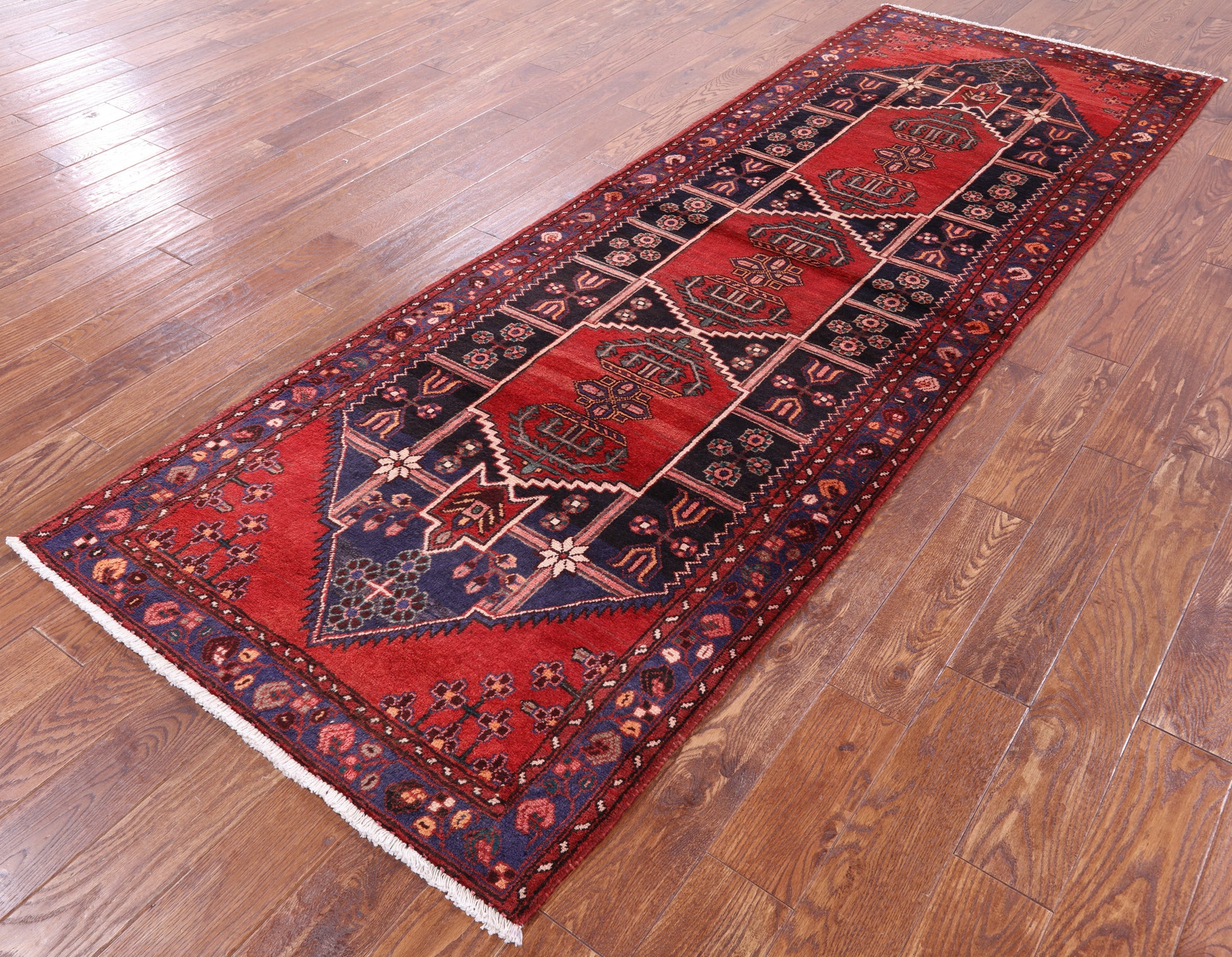 Black Runner Hand Knotted New Persian Authentic Nahavand Wool Rug - 3' 6" X 10' 2" - Golden Nile