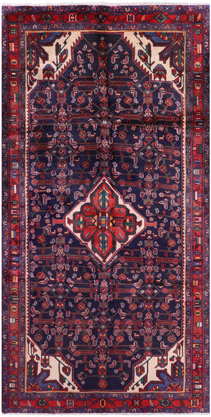 New Authentic Persian Hamadan Hand Knotted Rug - 5' 0" X 9' 9" - Golden Nile