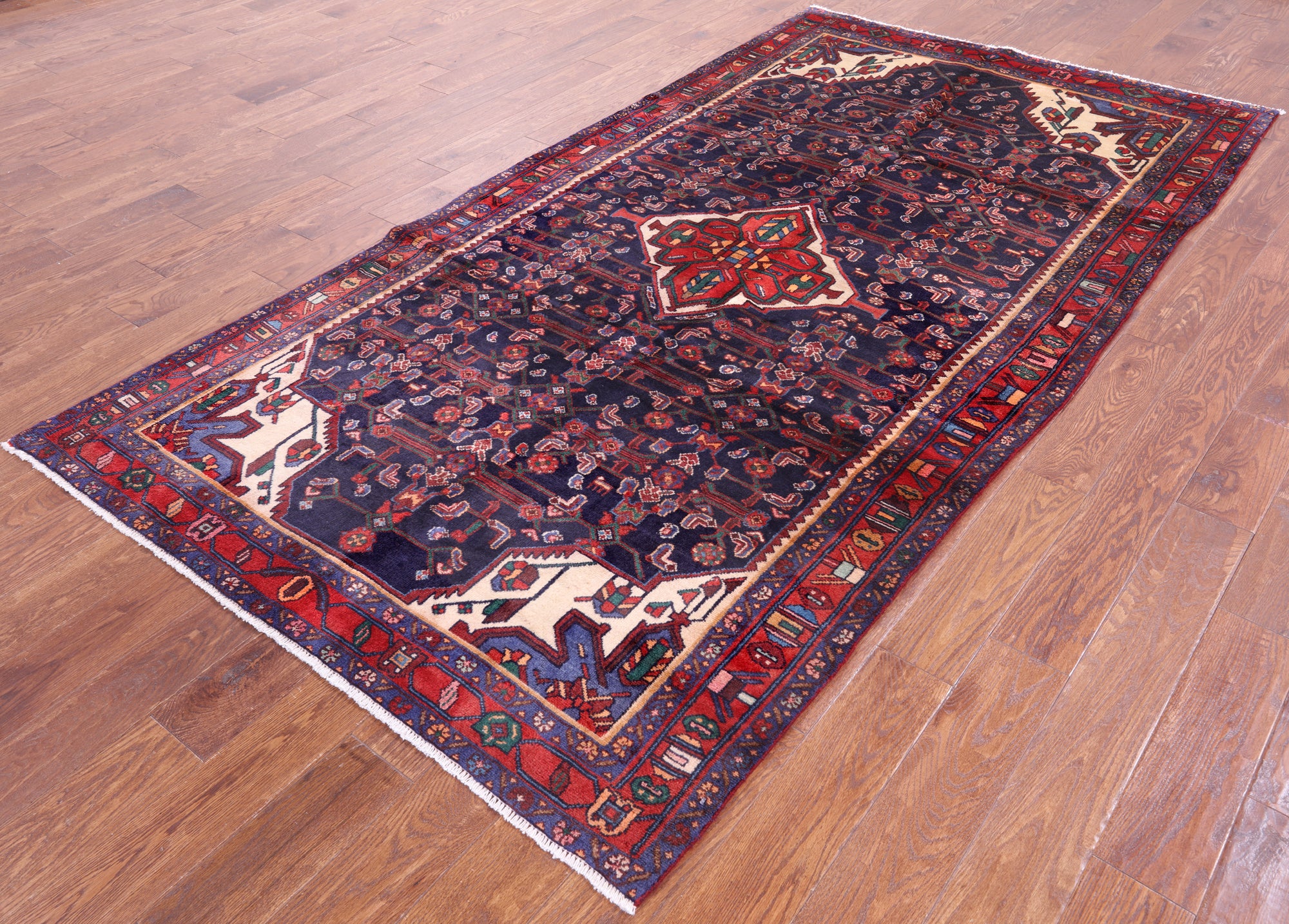 New Authentic Persian Hamadan Hand Knotted Rug - 5' 0" X 9' 9" - Golden Nile
