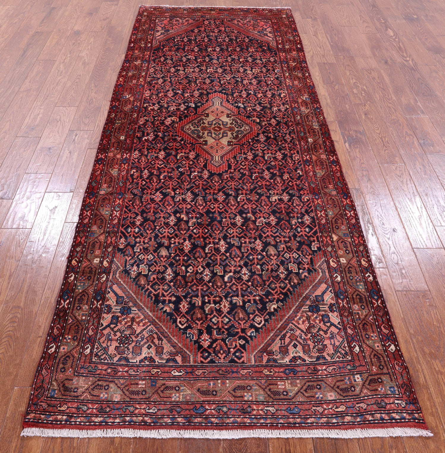 New Authentic Persian Hamadan Runner Rug - 3' 10" X 10' 2" - Golden Nile