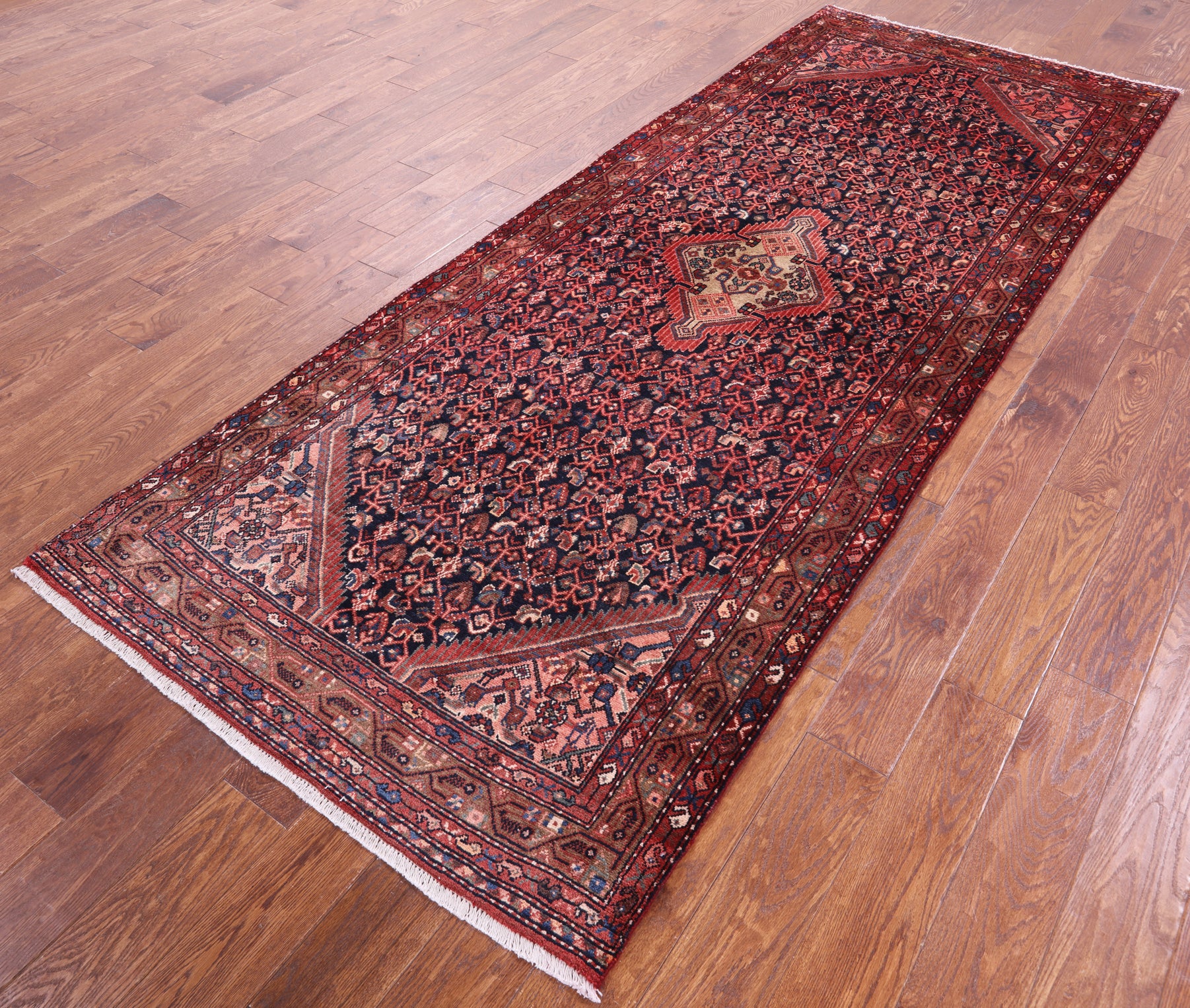 New Authentic Persian Hamadan Runner Rug - 3' 10" X 10' 2" - Golden Nile